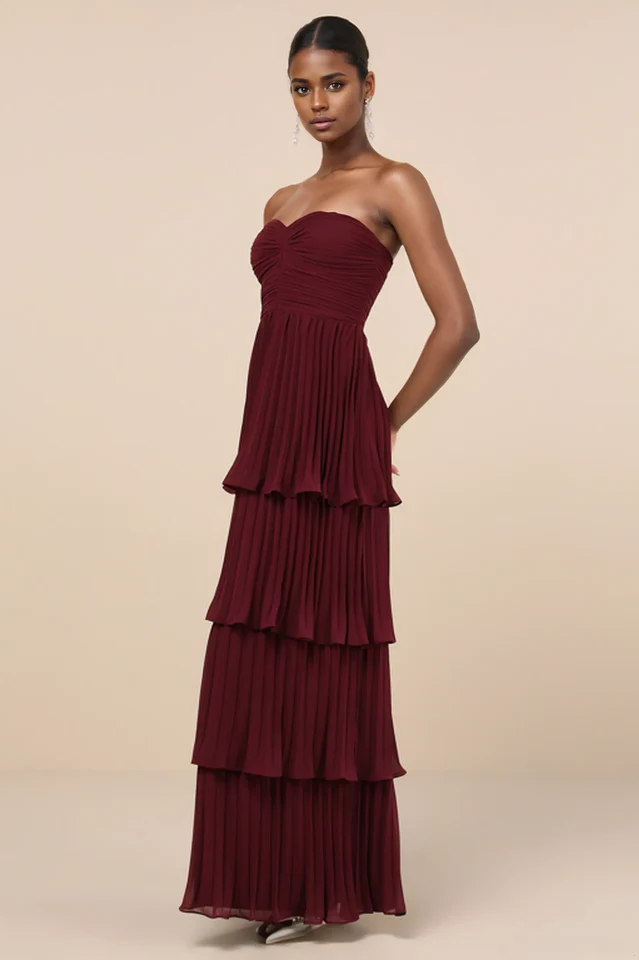 Anastasia Strapless Tiered Chiffon Maxi Dress