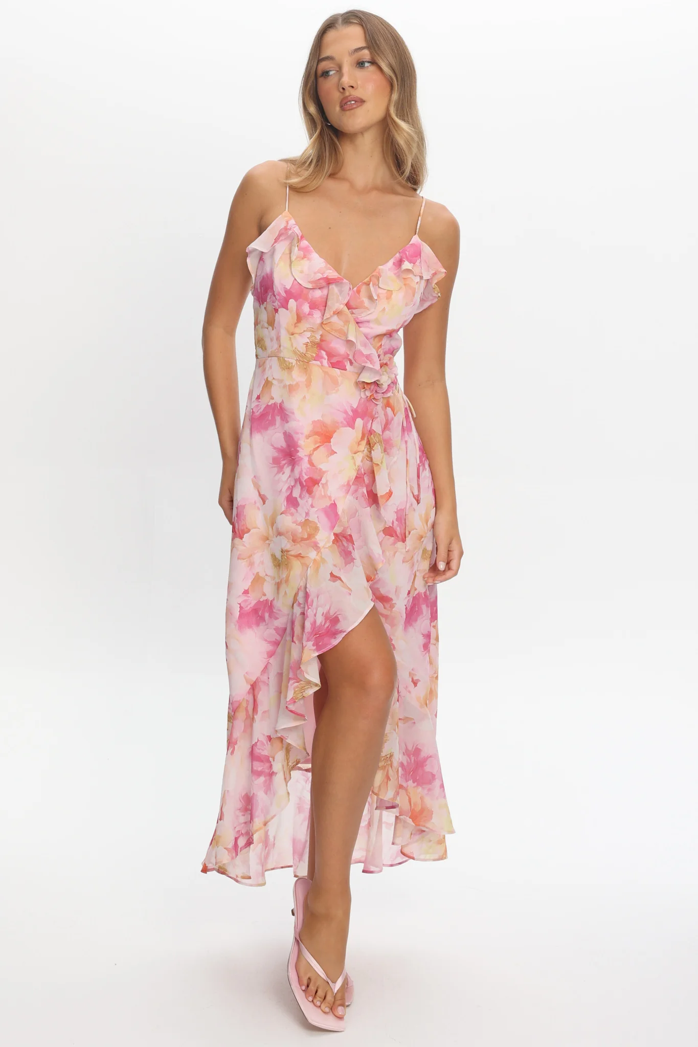 Valora Floral Maxi Dress Pink