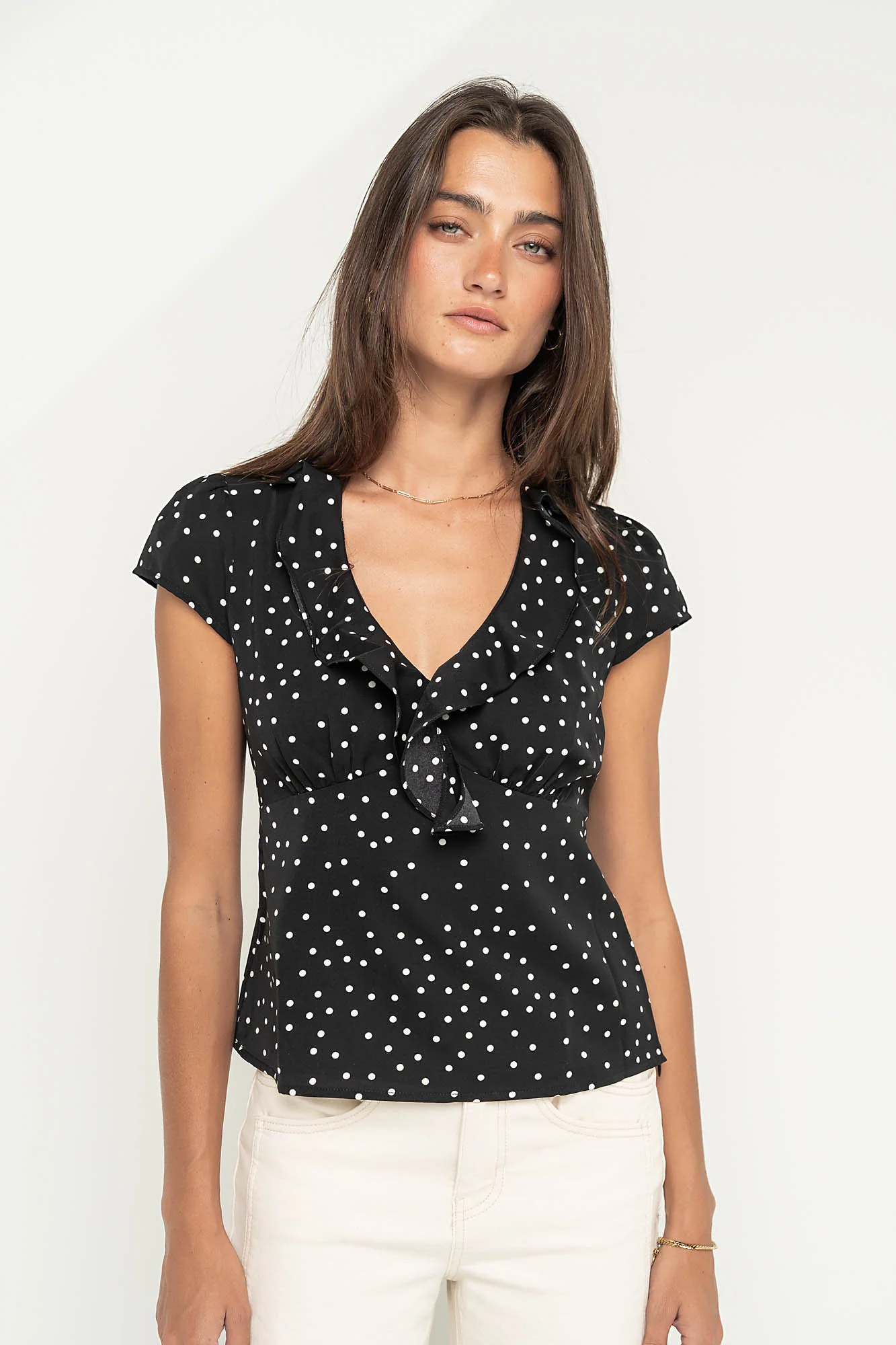 Lylah Polka Dot Top in Black