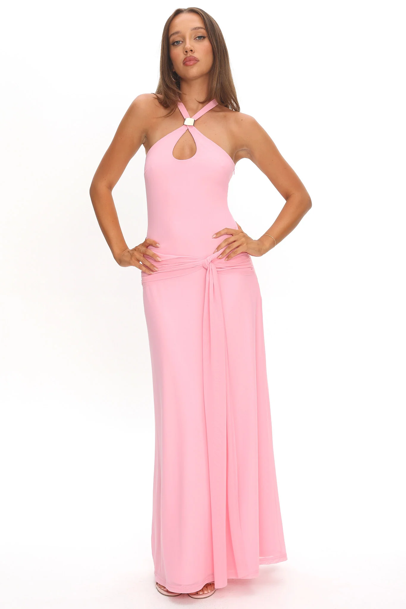 Cresida Keyhole Racerback Maxi Dress Pink