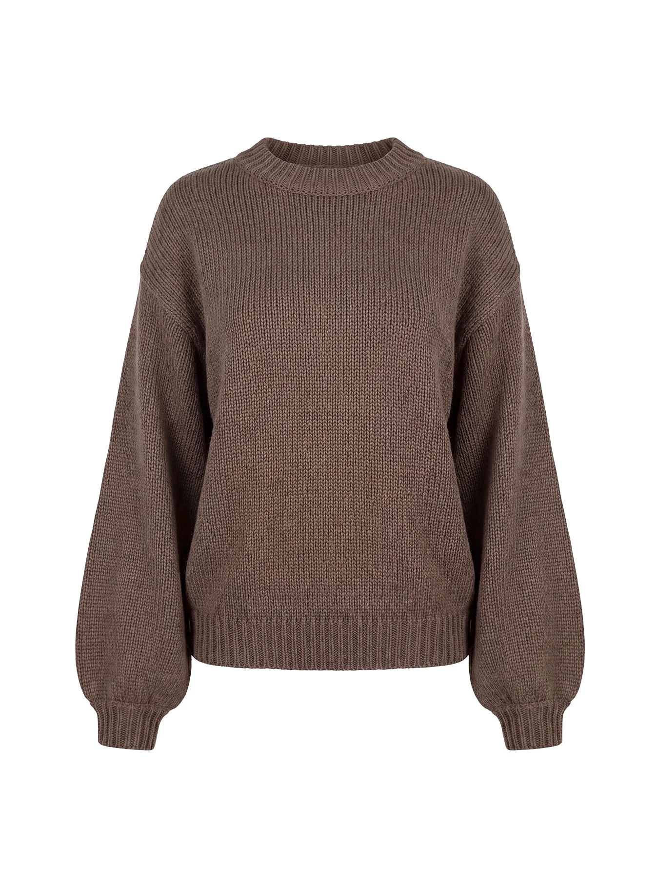 Harmony Balloon Sleeve Knit Sweater Dark Brown