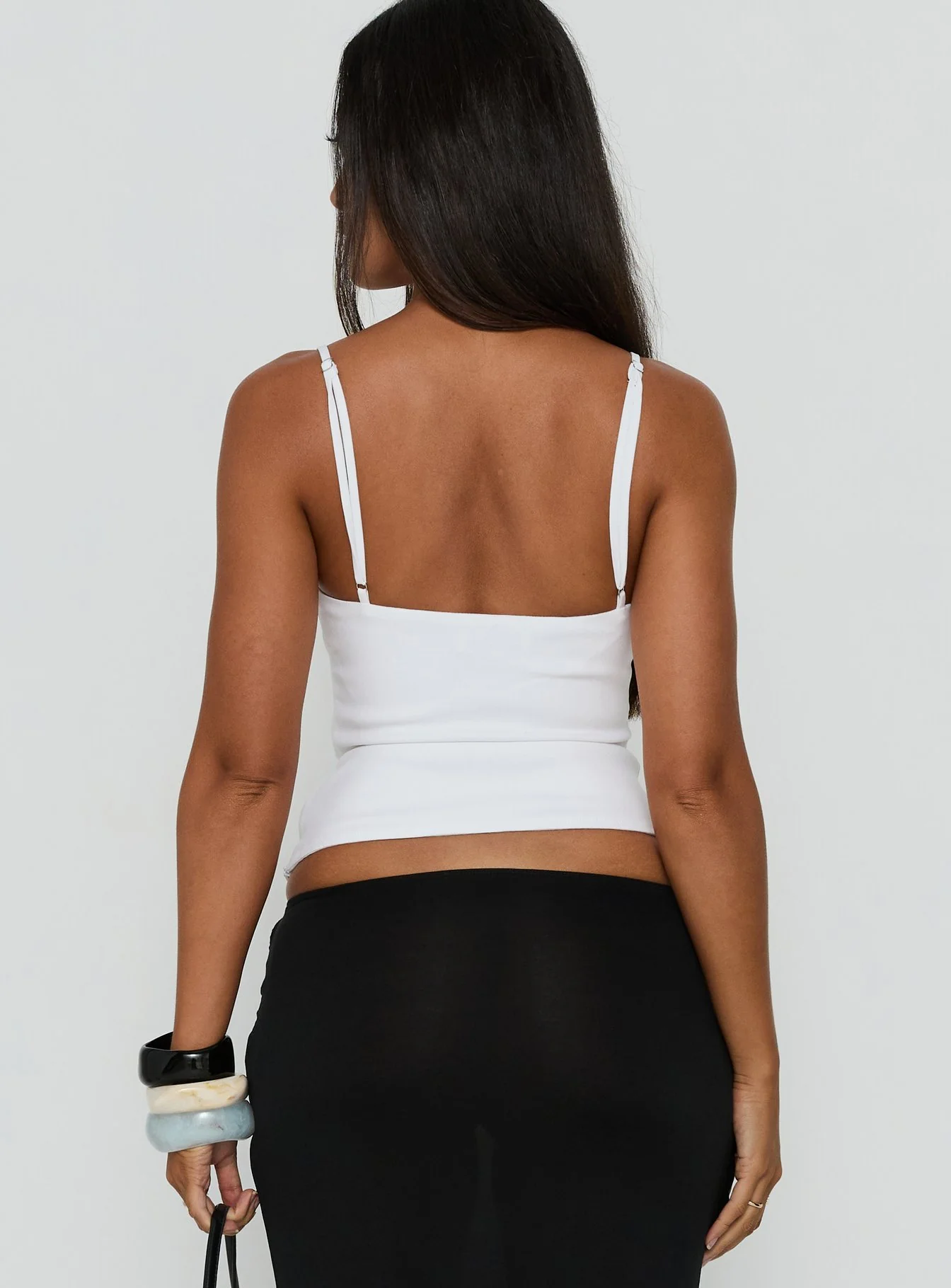 Lenara Cut Out Cami Top White