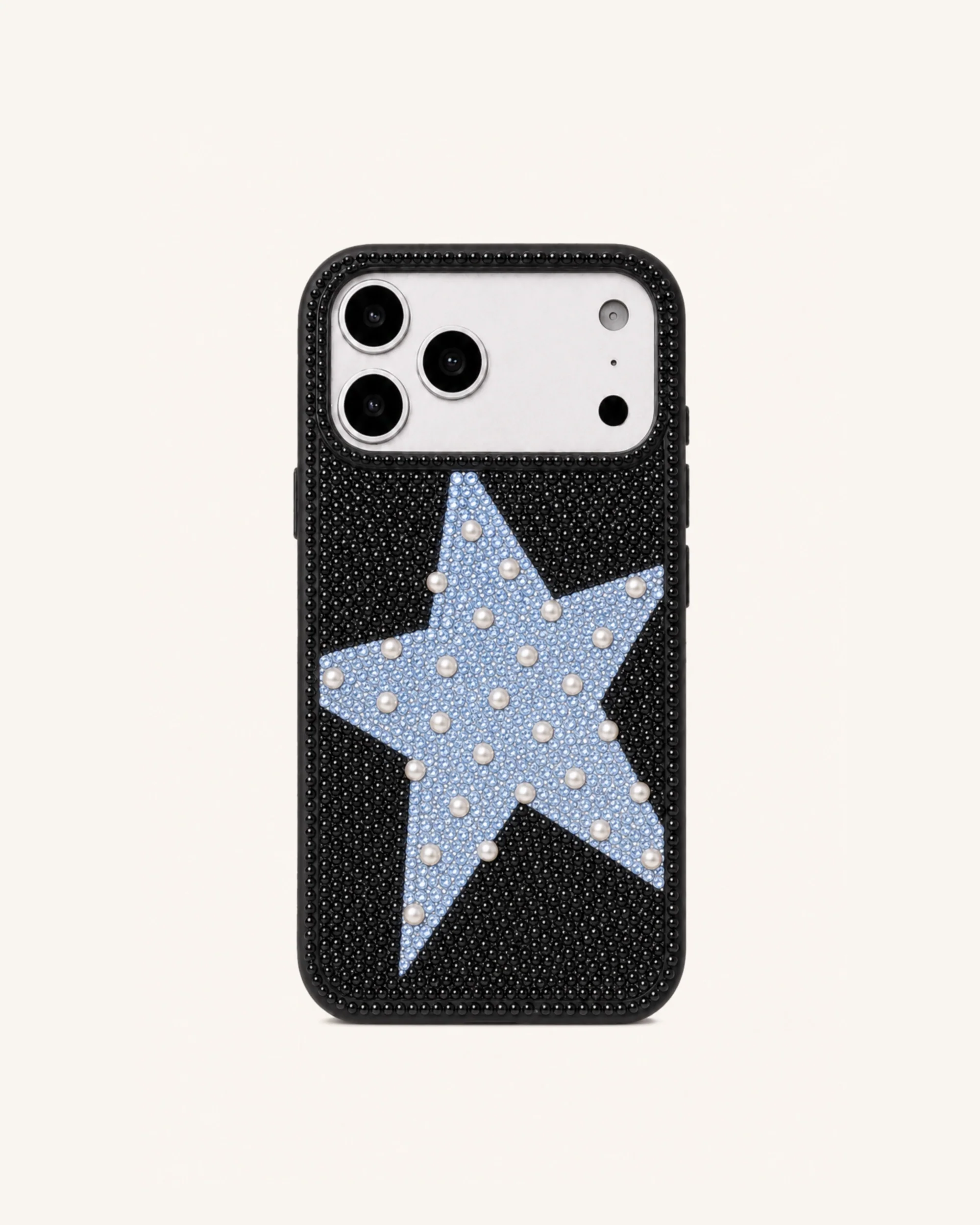 Blue Star Artificial Crystal Phone Case - Black