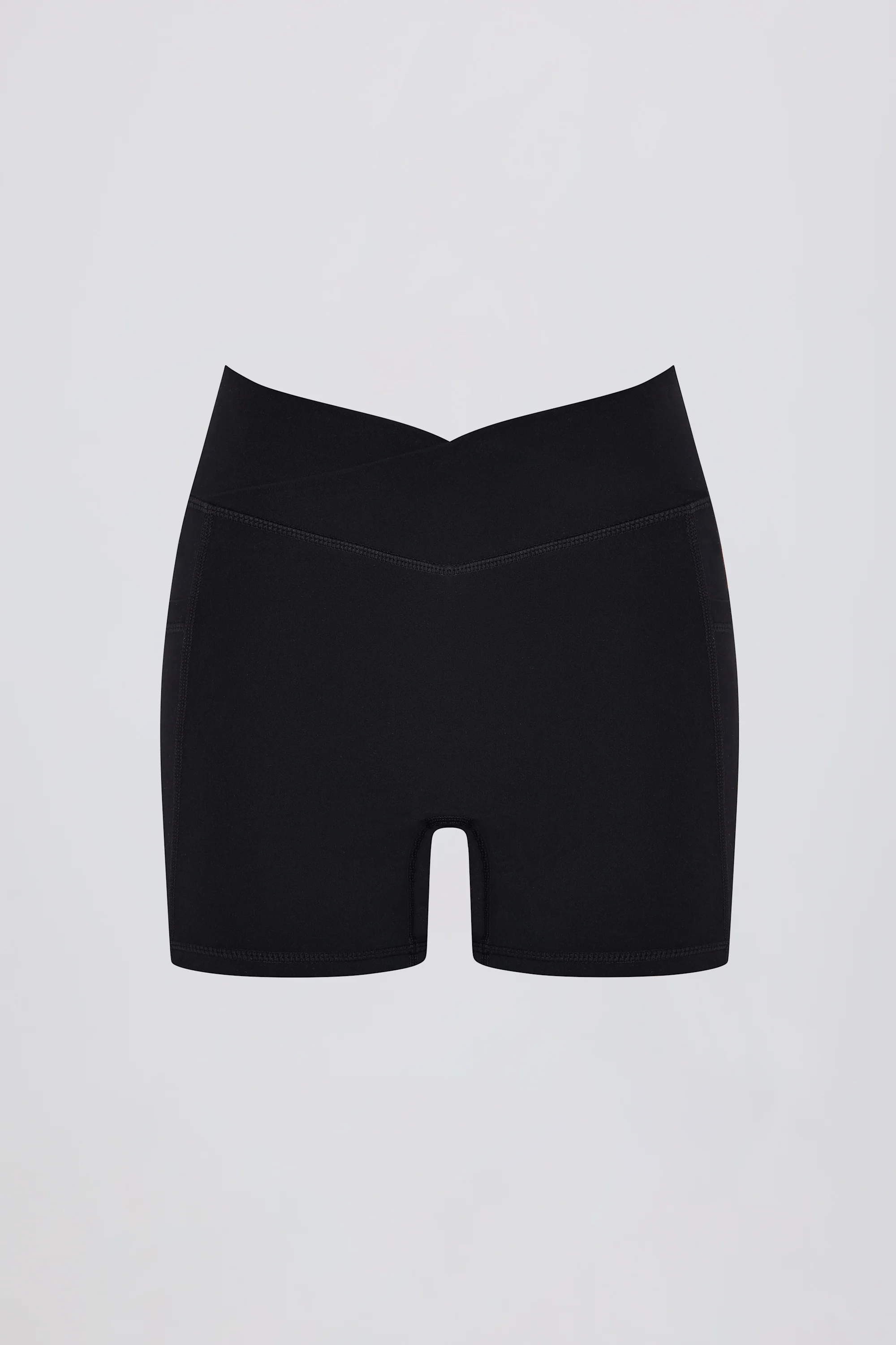 Soft Active V-Waist Pocket Mini Shorts in Black