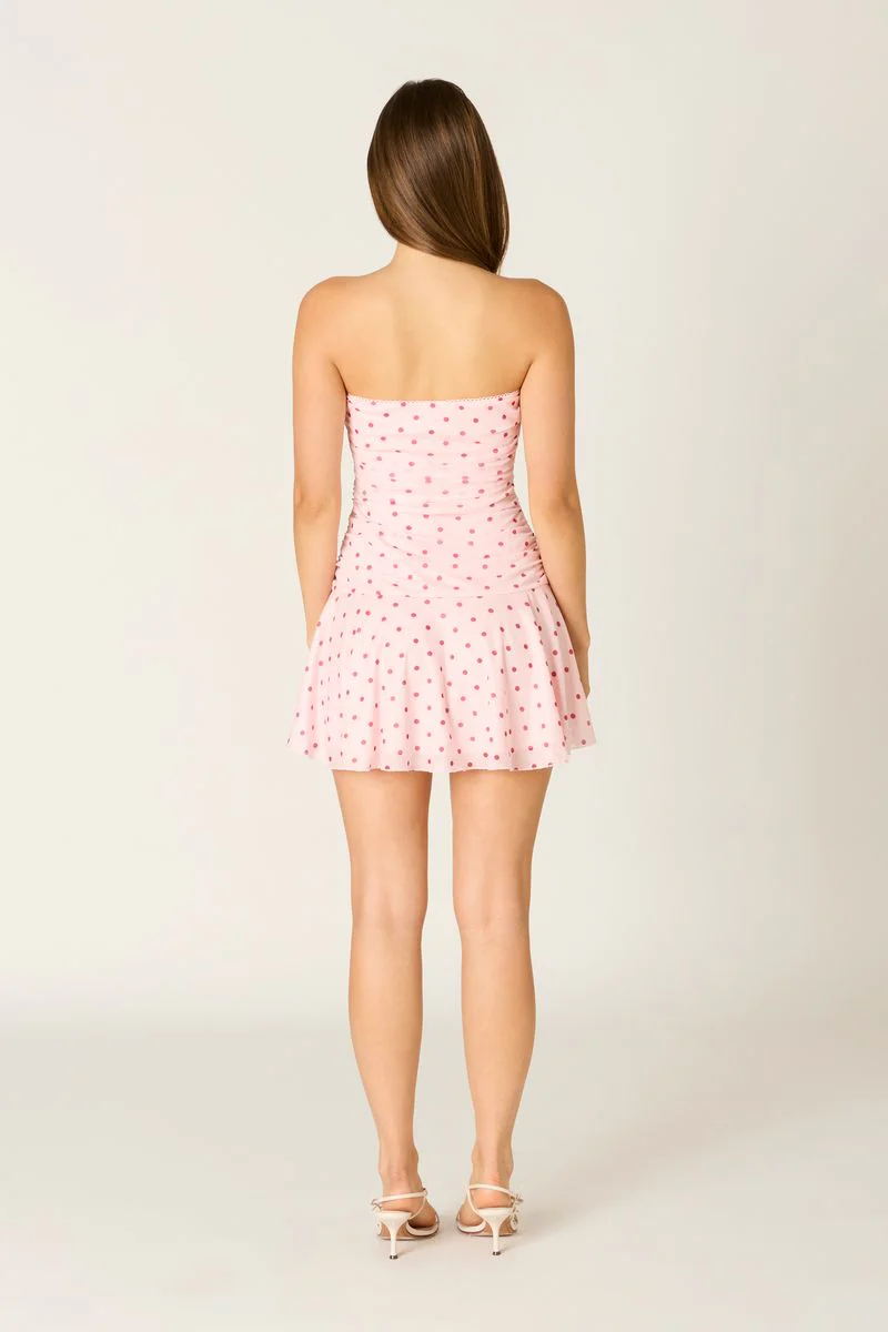 Strapless Polka Dot Mini Dress