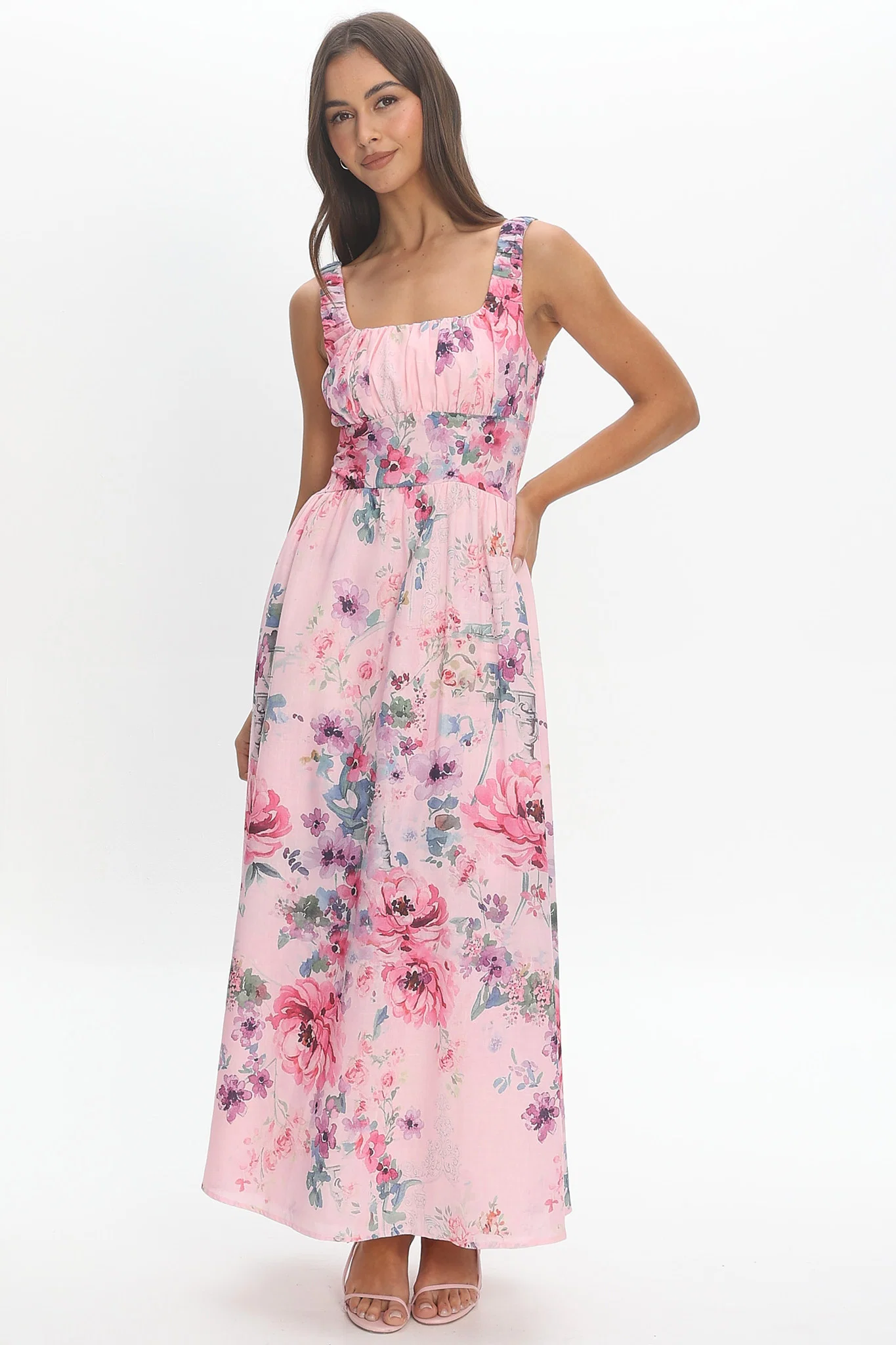 Harmonious Floral Maxi Dress Lilac