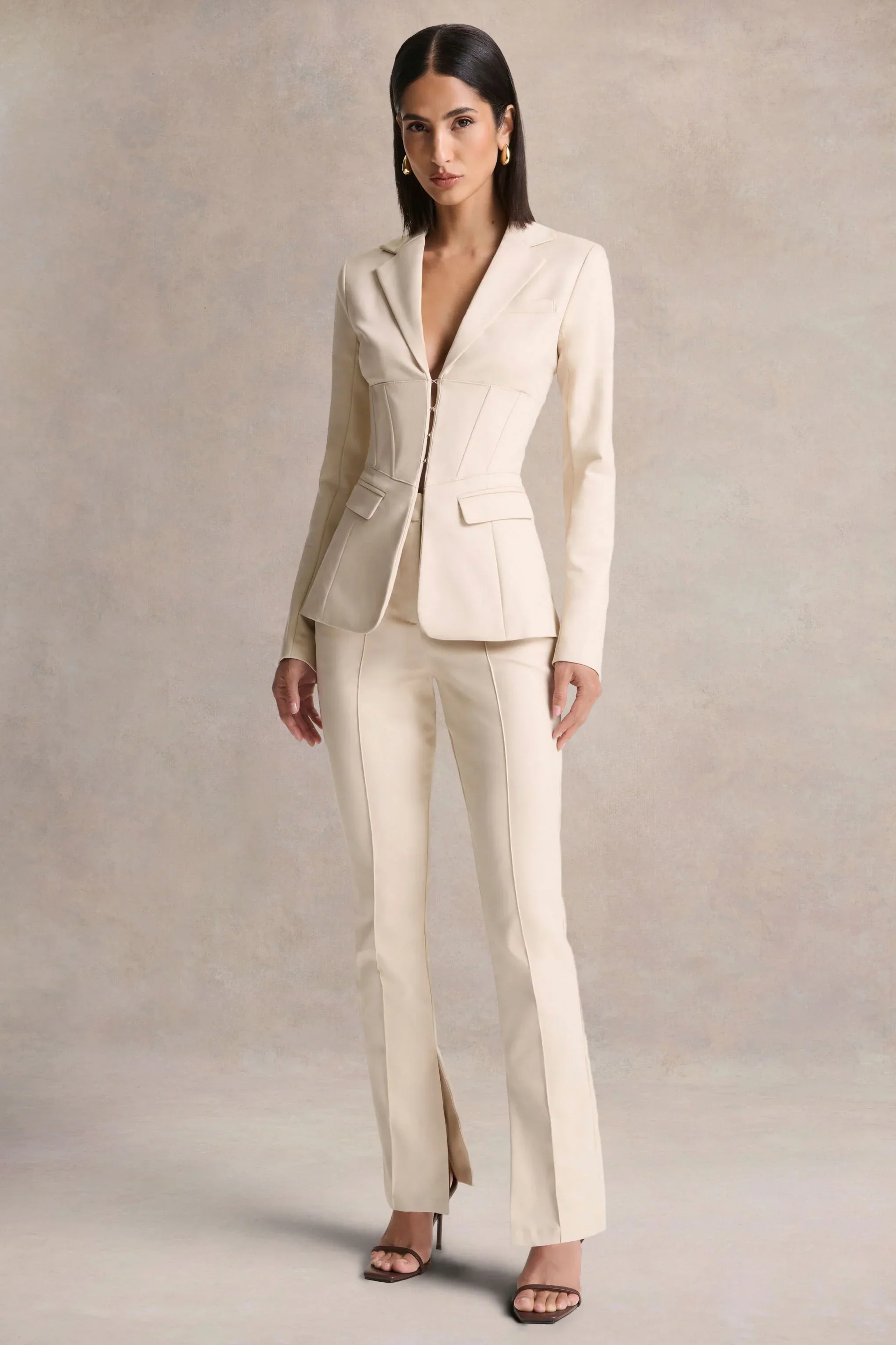 Wonder Woman | Cream High Waist Tailored Trousers With Hem Split