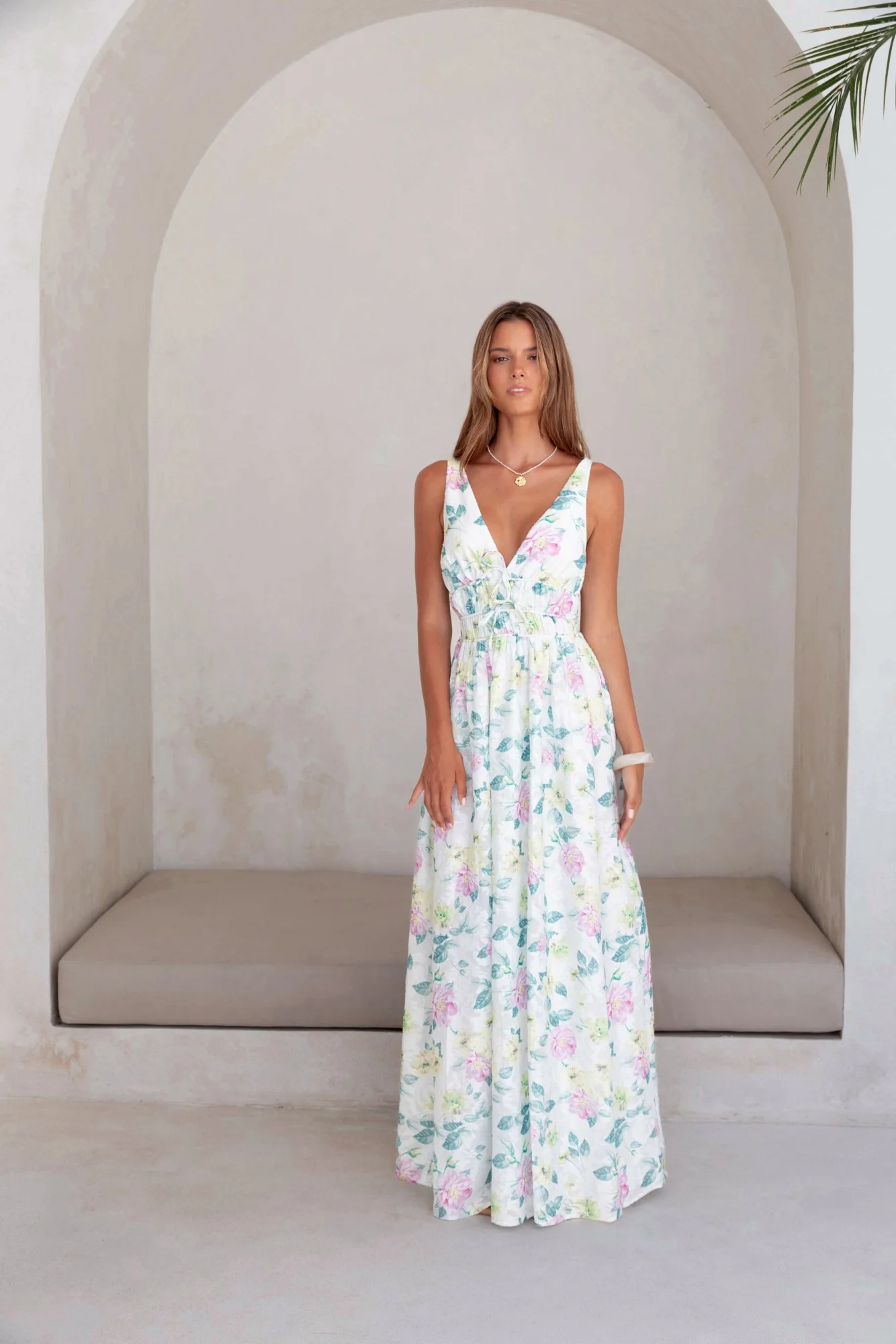 Peach Passion Maxi Dress White - luluinthesky