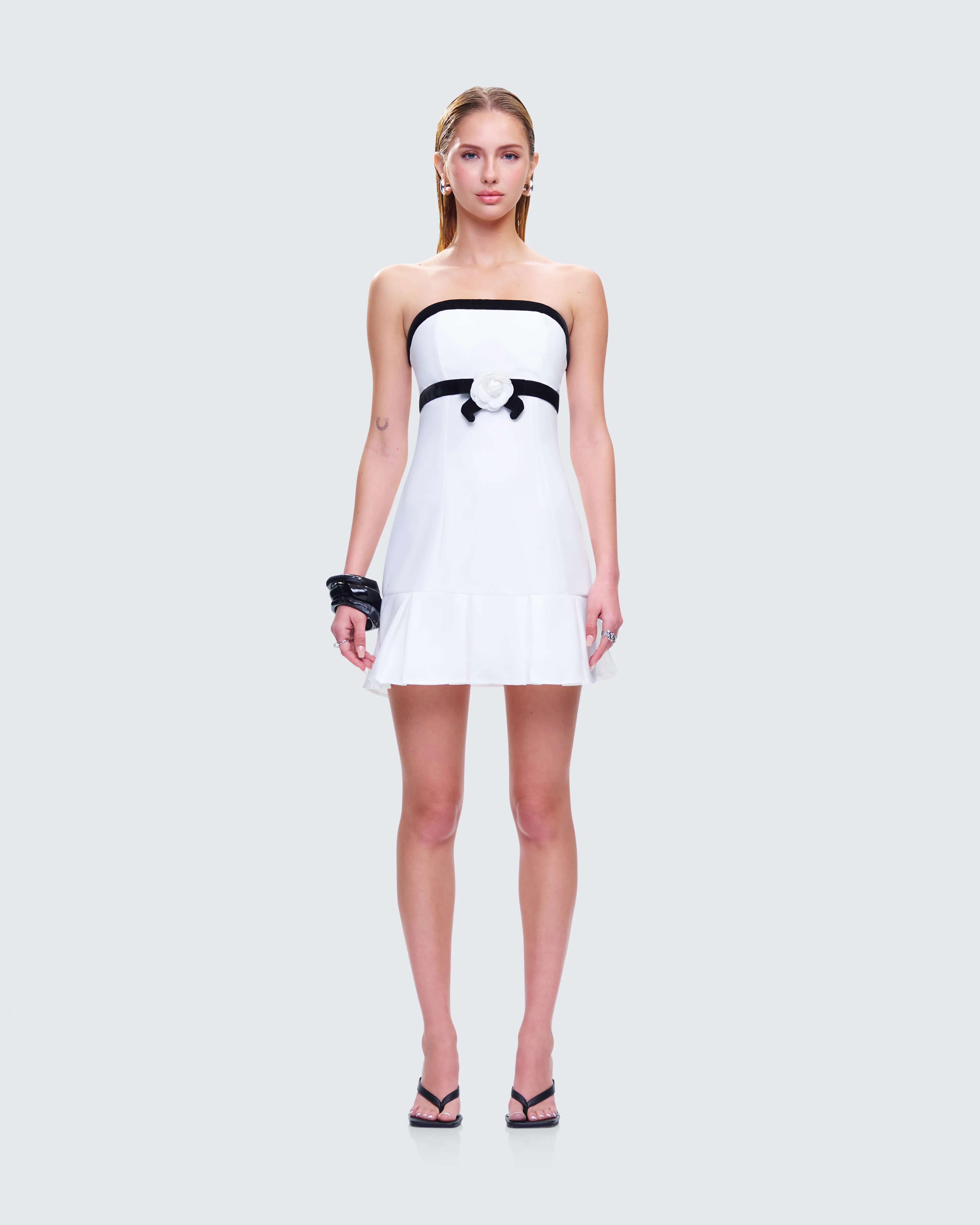 Roma White Strapless Mini Dress