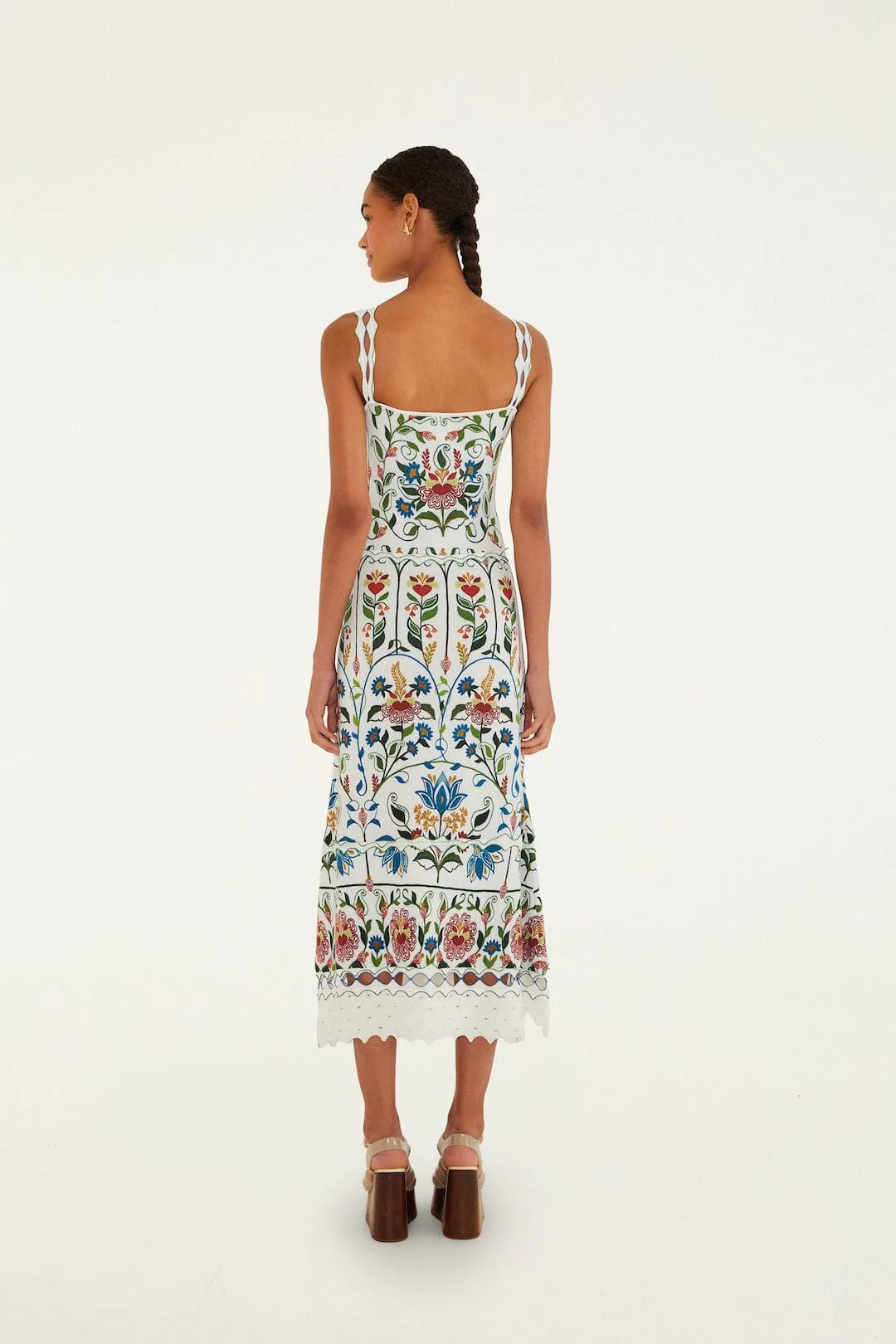 Off-White Stitched Garden Sleeveless Maxi Dress