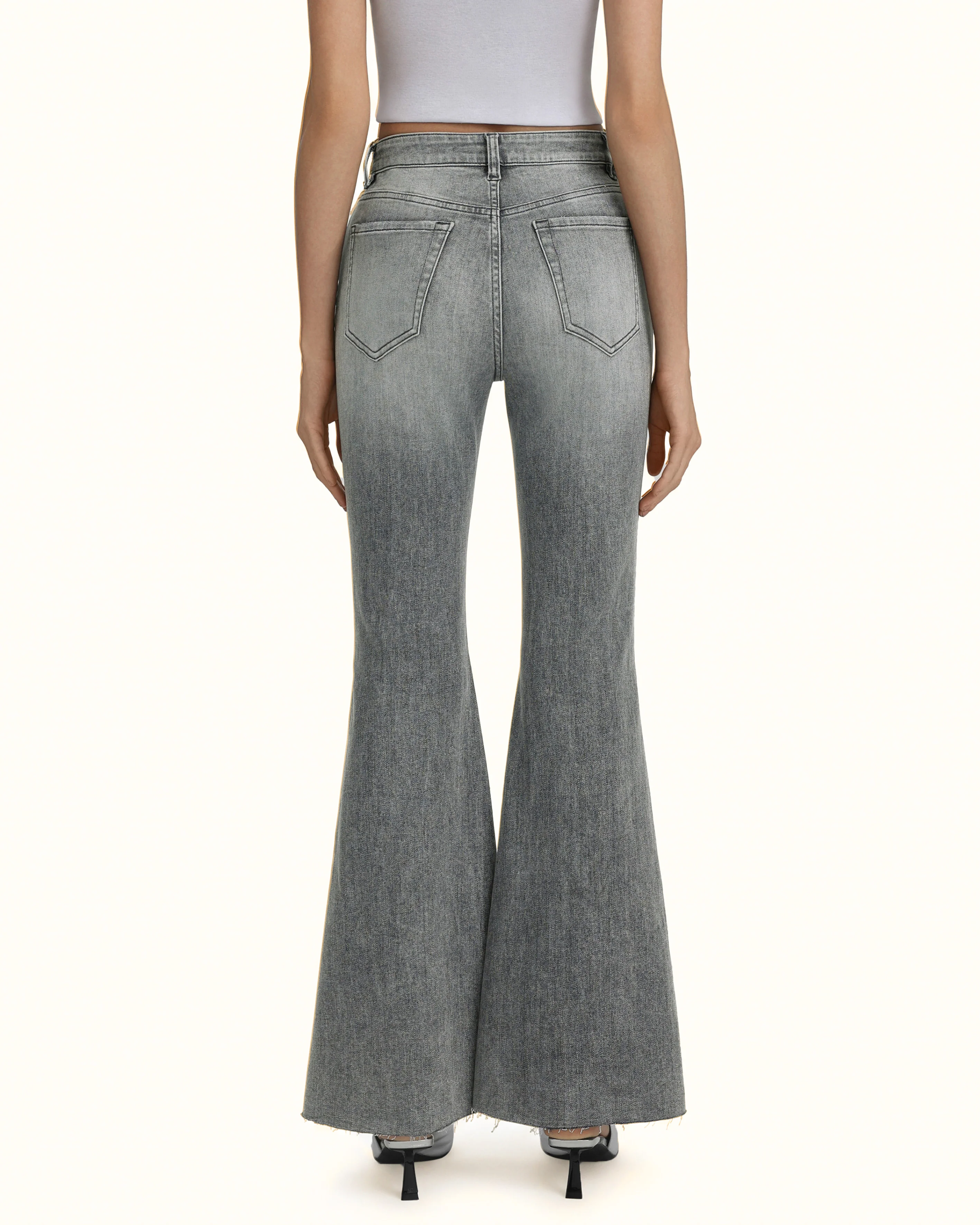 Pearl Accent Bow Boogie Child Fray Jeans - Smoke and Mirrors