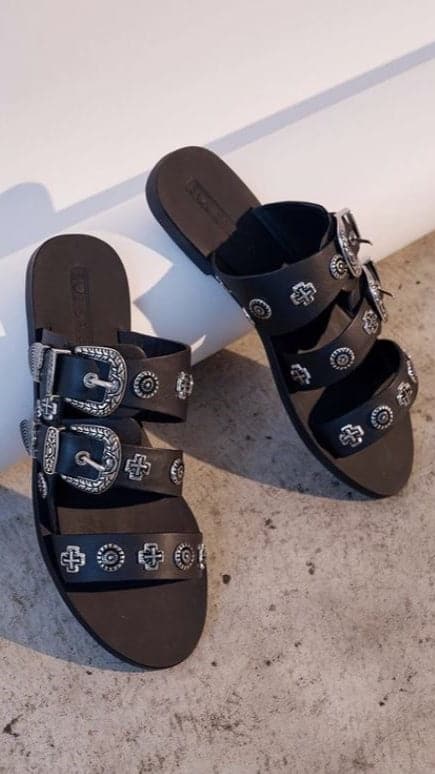 Sol Sana Eastwood Slide - Black Silver - luluinthesky