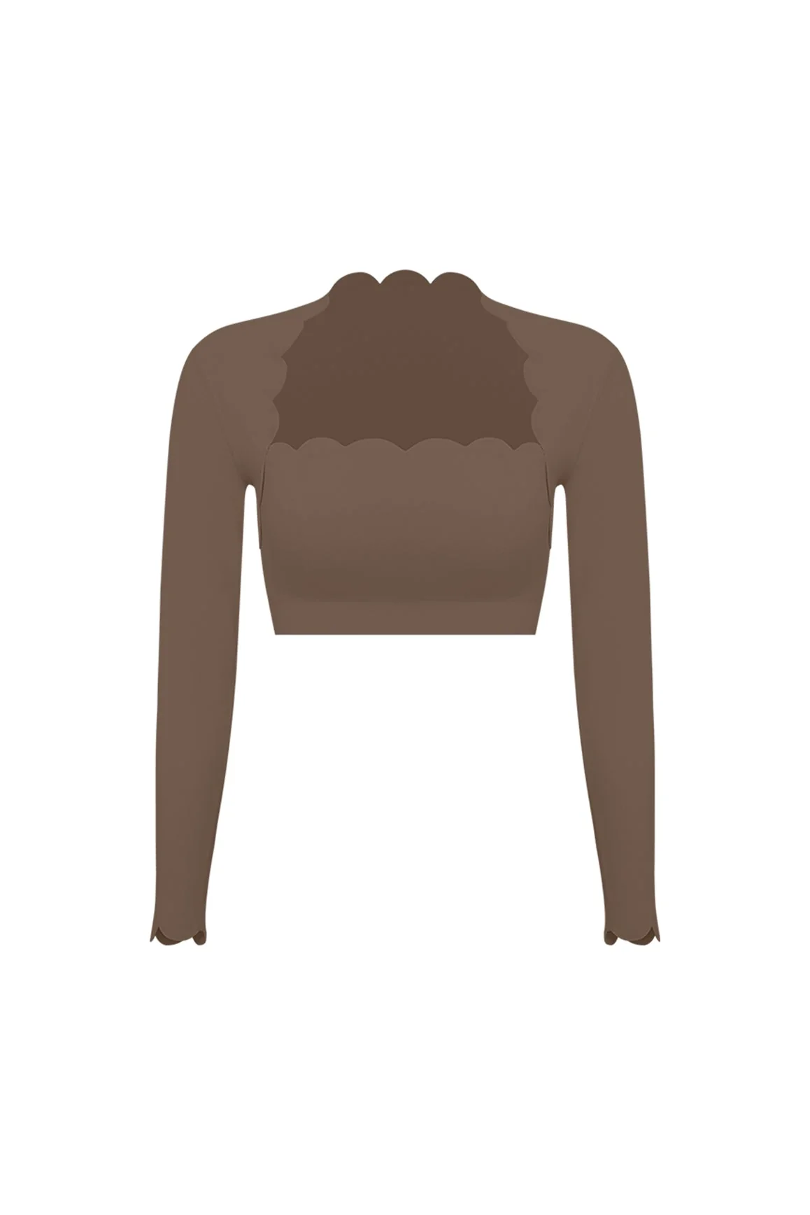 Scallop Cropped Long Sleeve Top