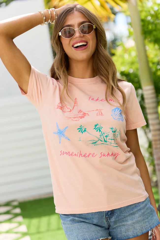 Take Me Somewhere Sunny Orange Graphic Tee