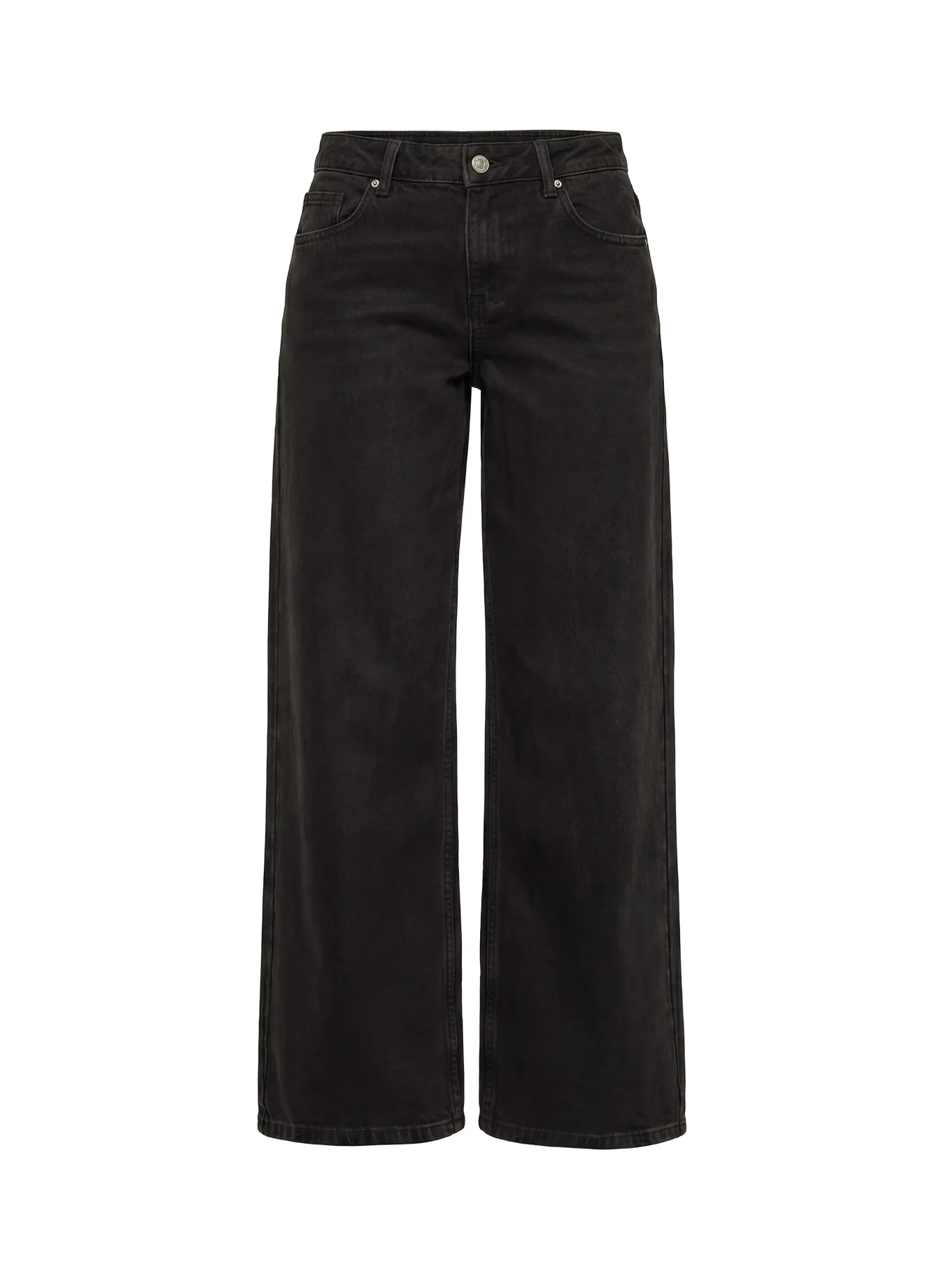 Ramos Low Rise Wide Leg Denim Jeans Washed Black