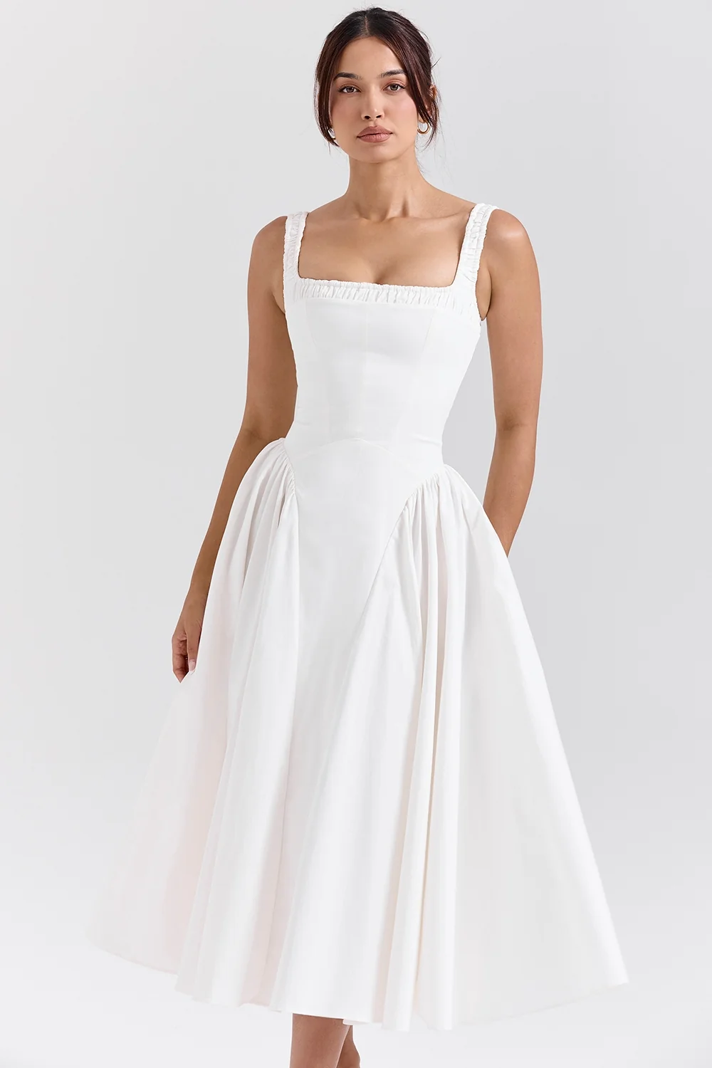 white cotton midi sundress