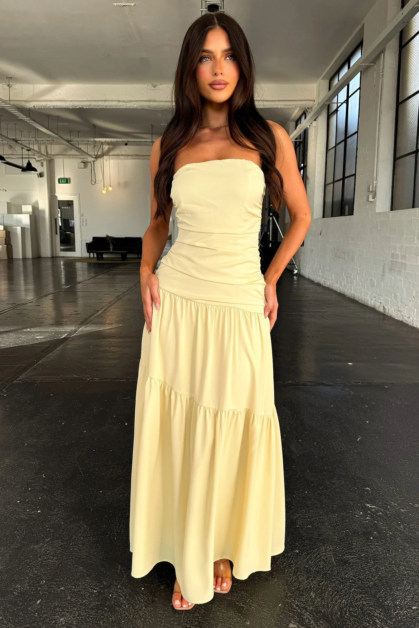 Charlotte Strapless Maxi Dress - Yellow