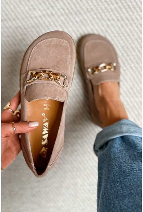 Zamszowe mokasyny barefoot Carella cappucino