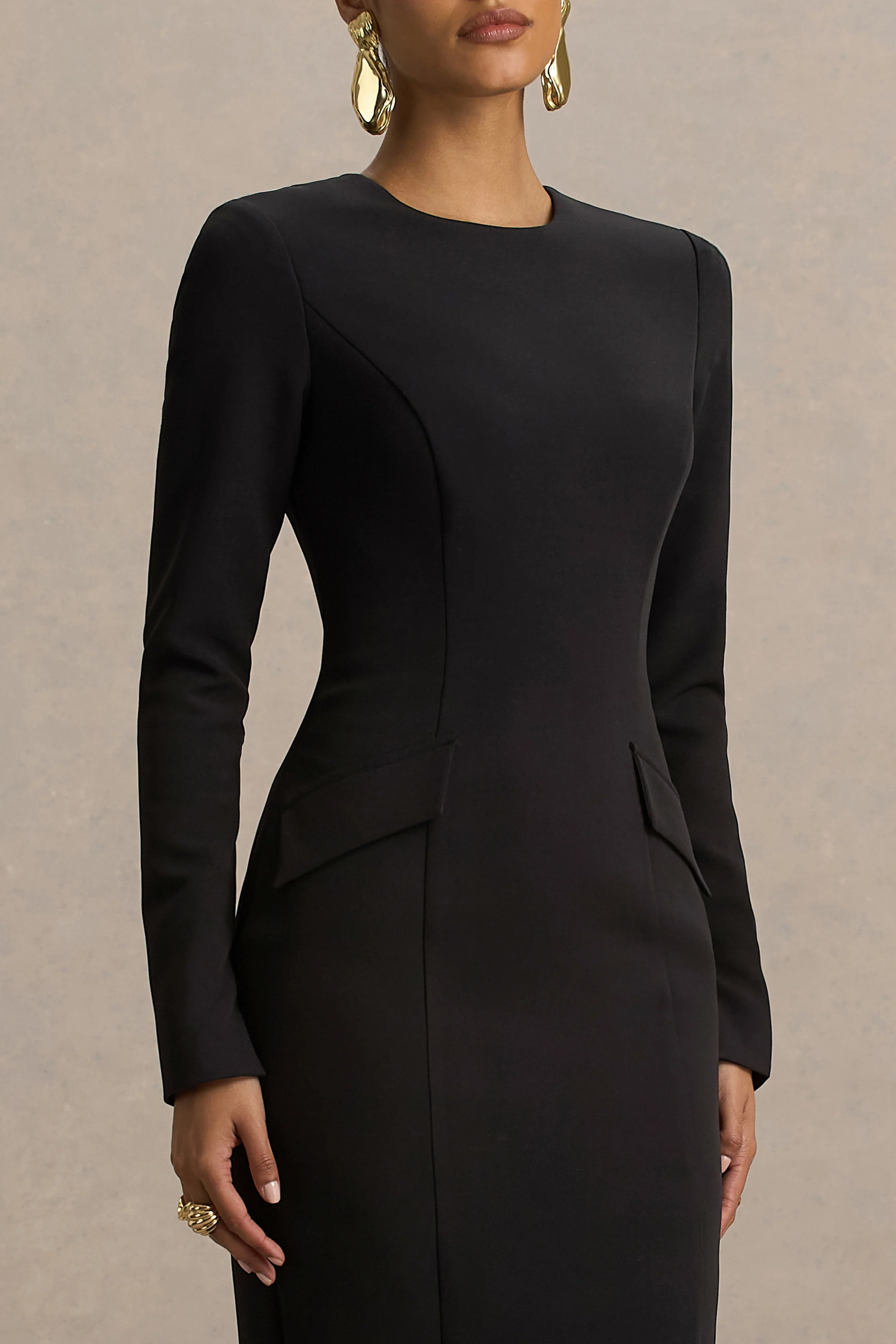 Vaila | Black High-Neck Maxi Dress