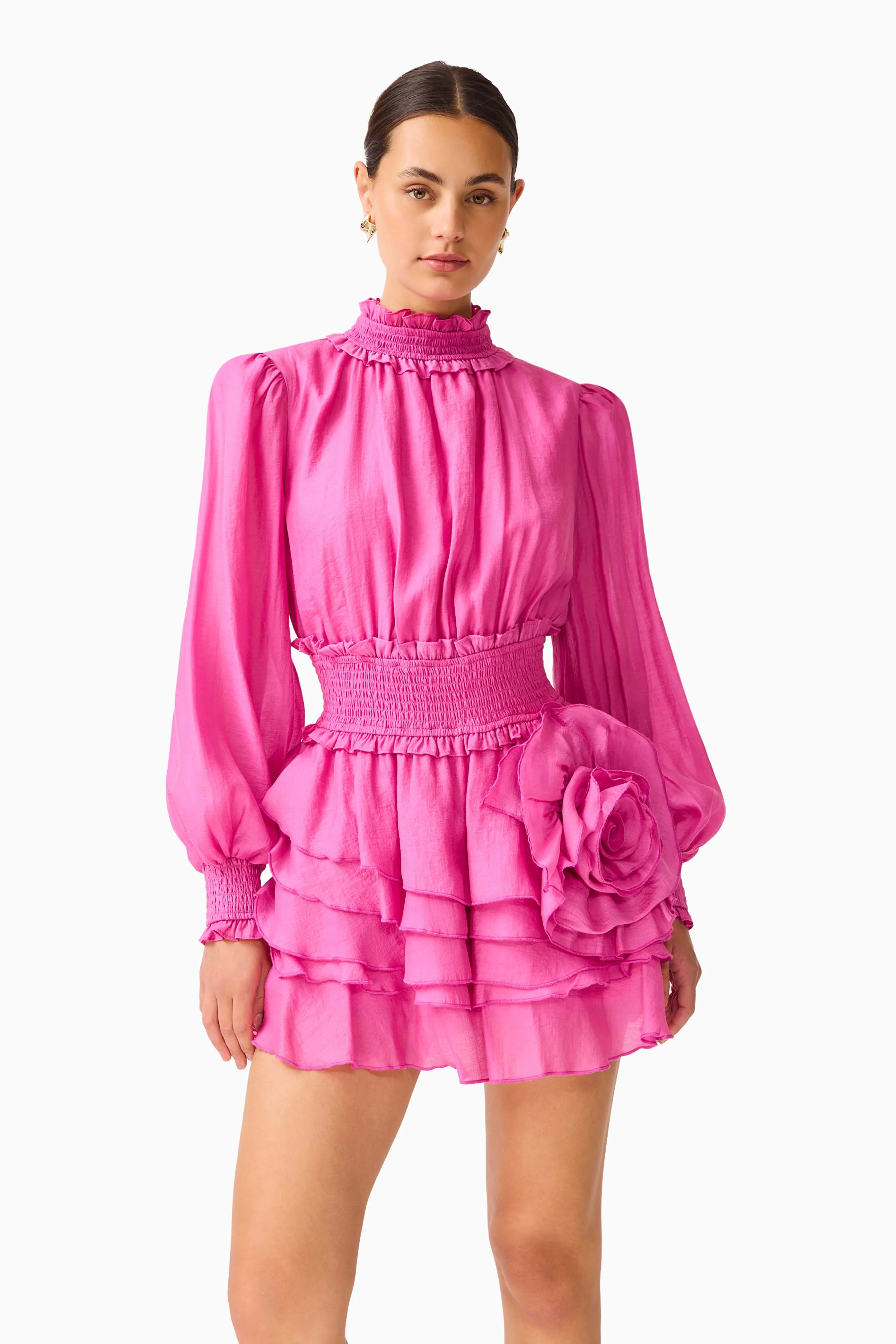 Rosera Long Sleeve Playsuit in Pink