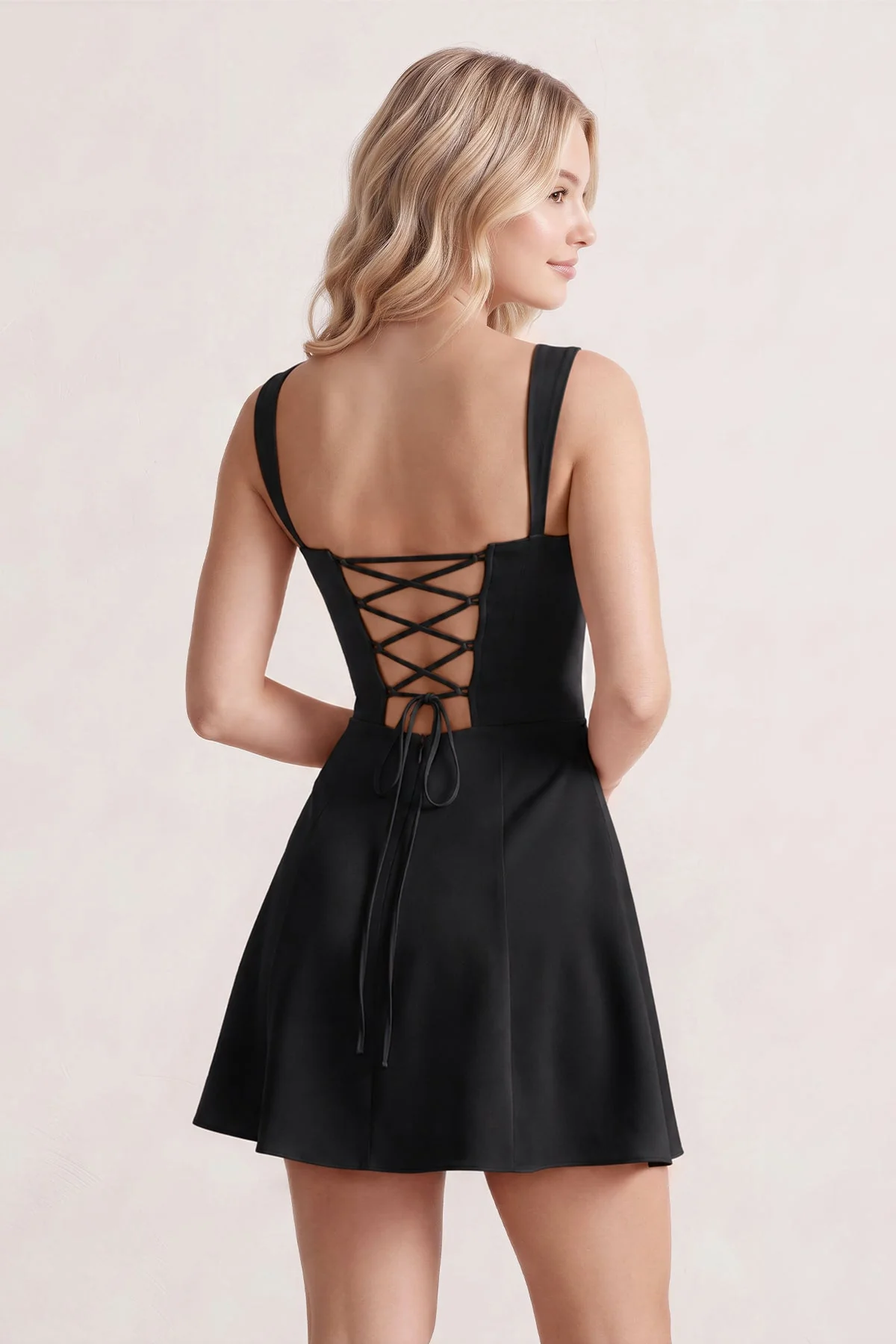 Pink Lace Sweetheart A-Line Satin Homecoming Dress With Lace-Up Back