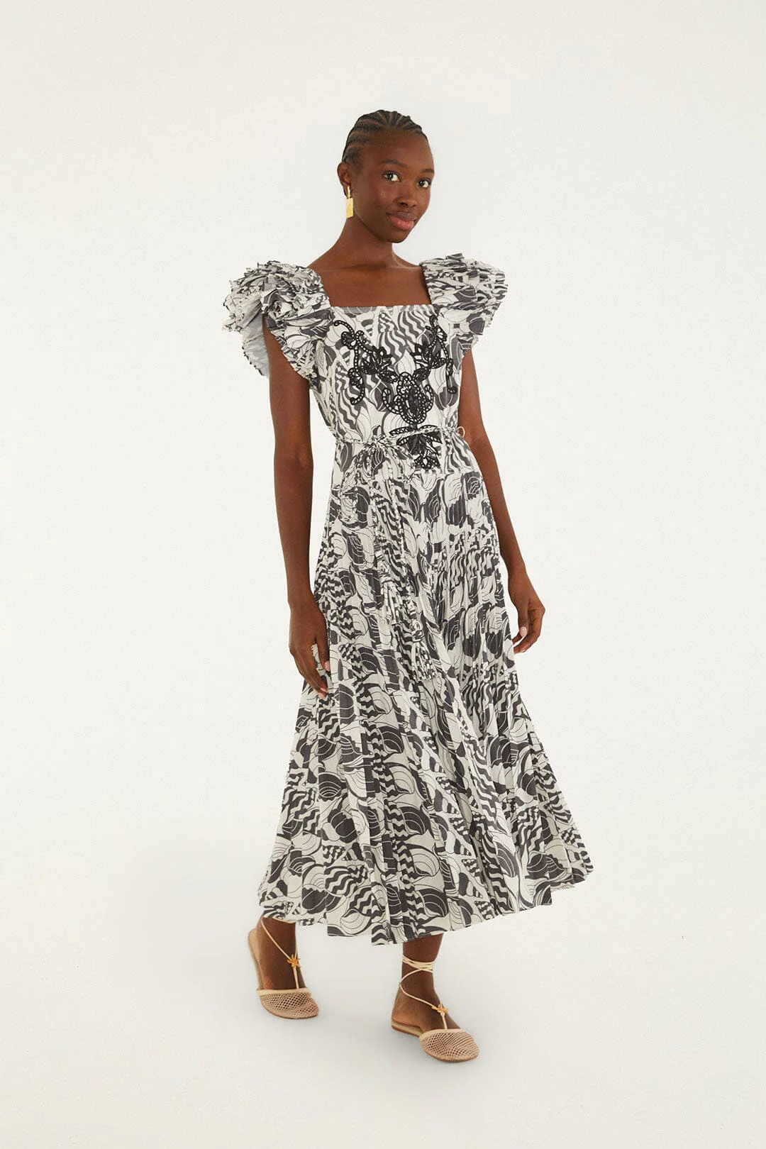 Sand Seashell Serenade Pleated Maxi Dress