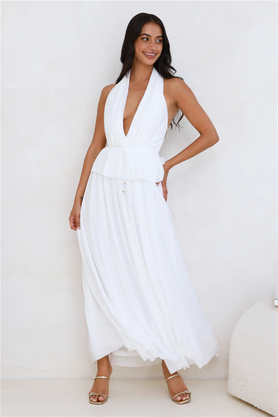 Love From Rosalie Halter Maxi Dress White - luluinthesky