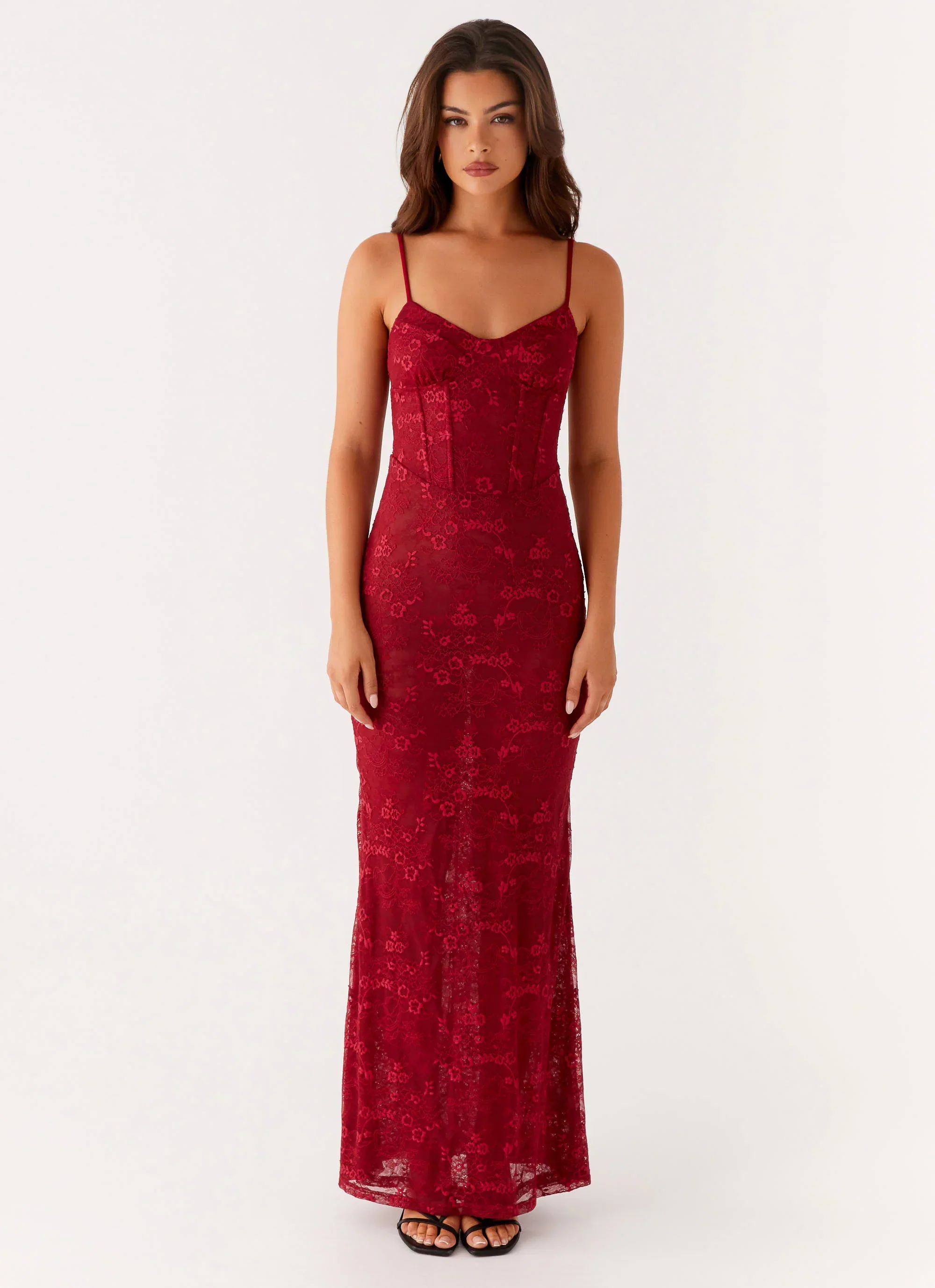 Rosa Corset Maxi Dress - Red