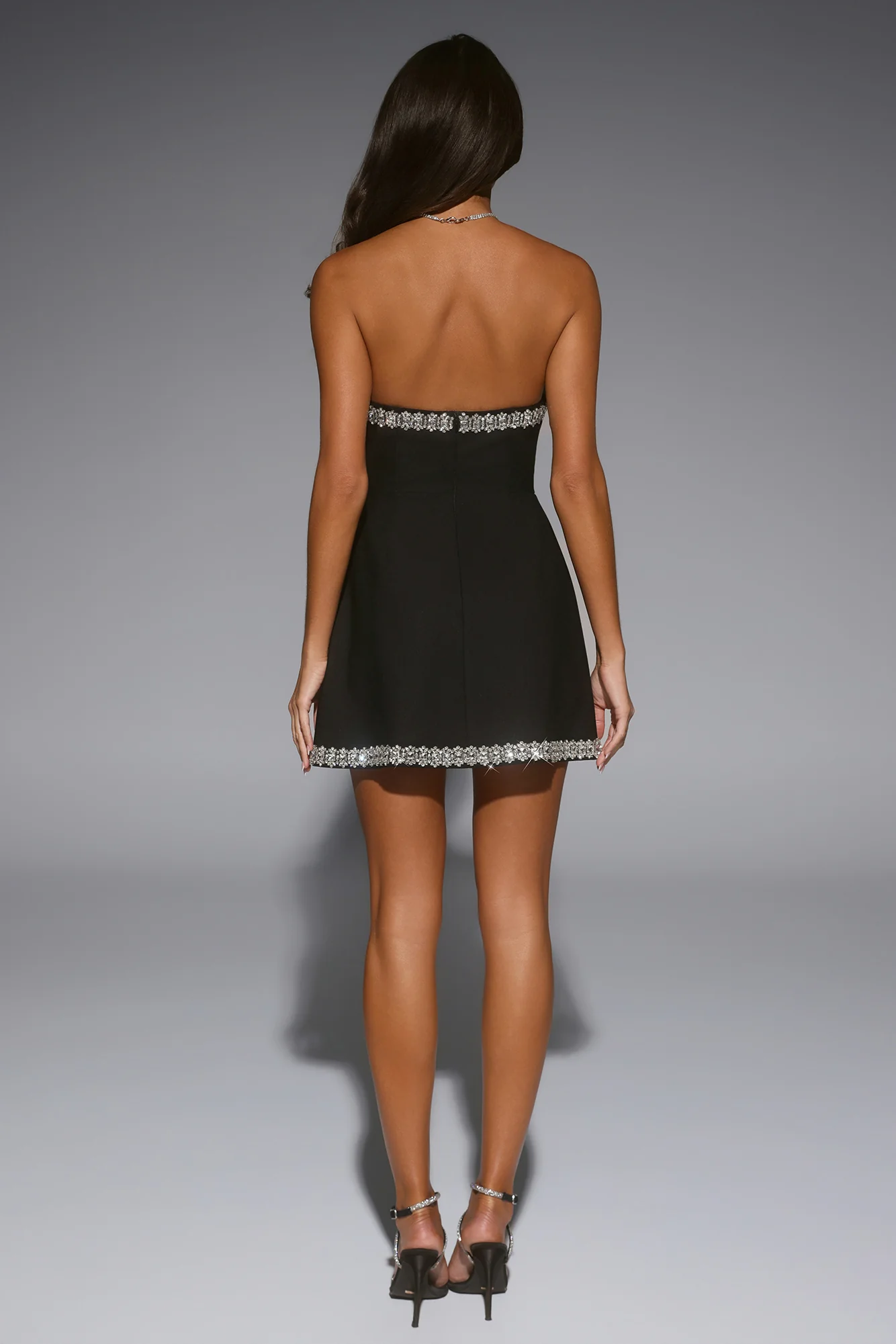 Well Dressed Tonight Embellished Strapless Mini Dress Black