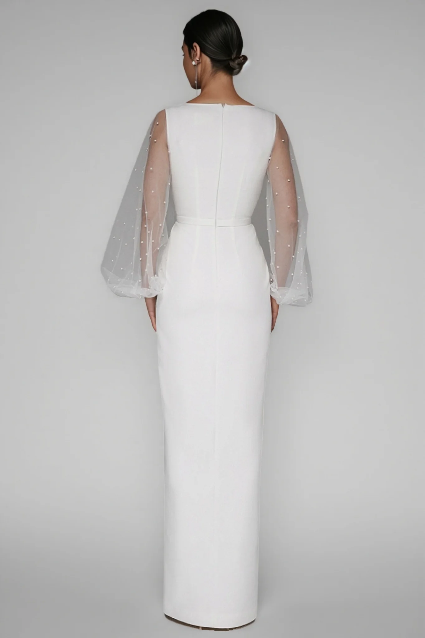 Carlotta White Deep V-Neck Slit Maxi Dress