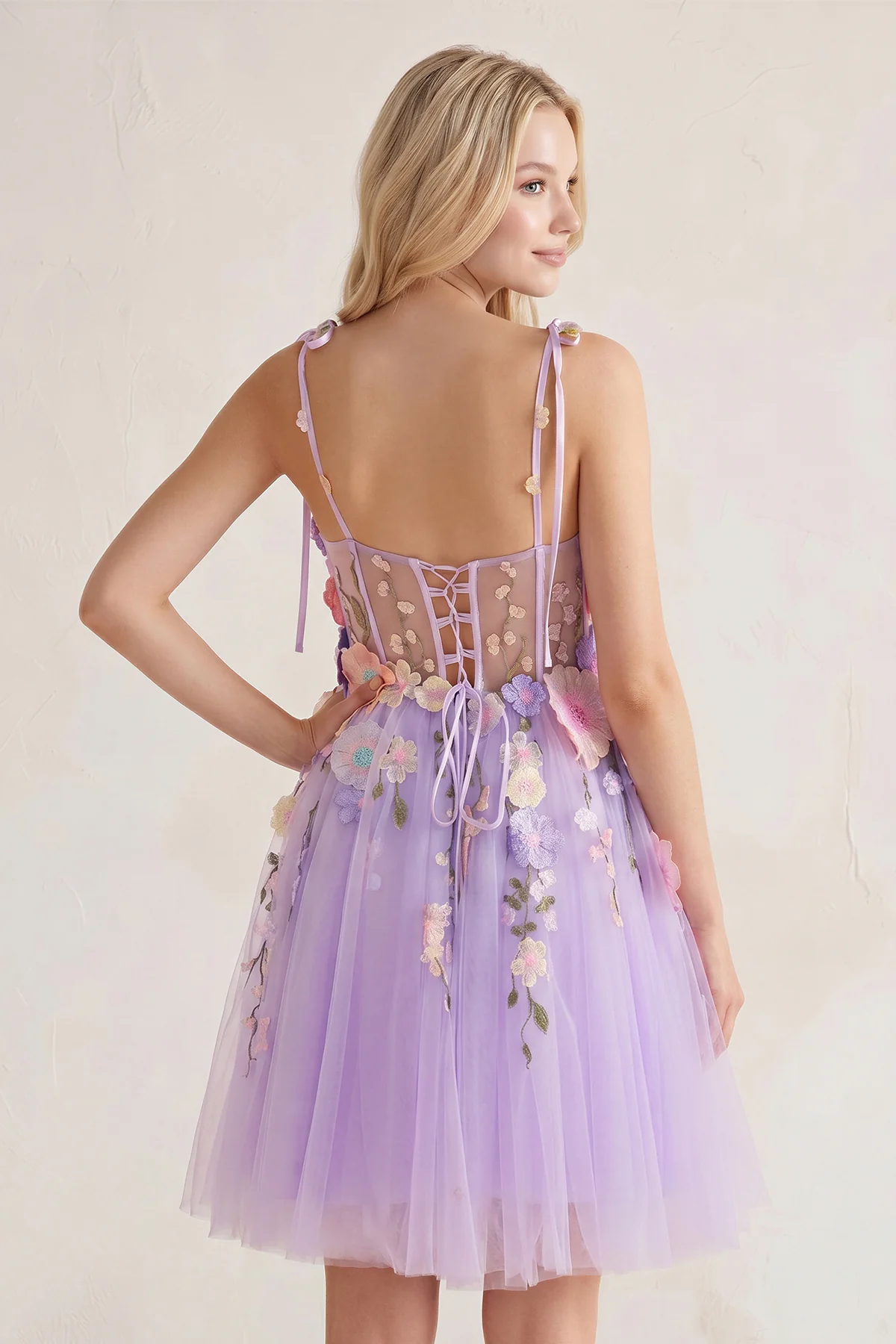 A-Line Lavender Bloom Mini Homecoming Dress