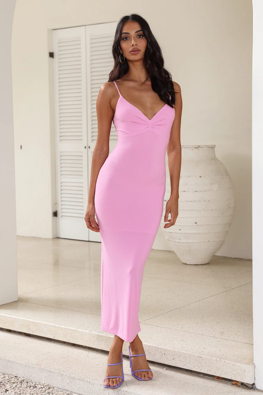 Loved The Ocean Midi Dress Pink