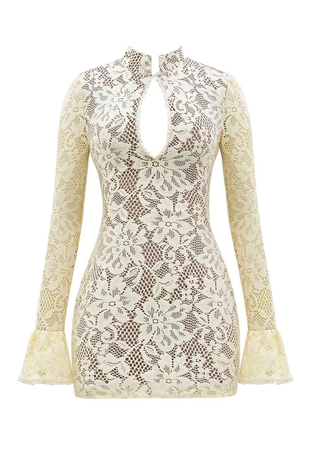 Buttermilk Keyhole Lace Mini Dress