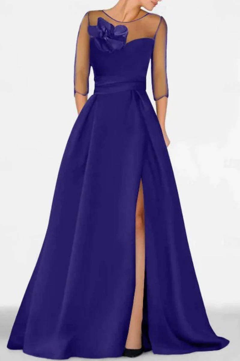 A Line Sweetheart 3/4 Sleeves High Split Mother Dresses CM0338