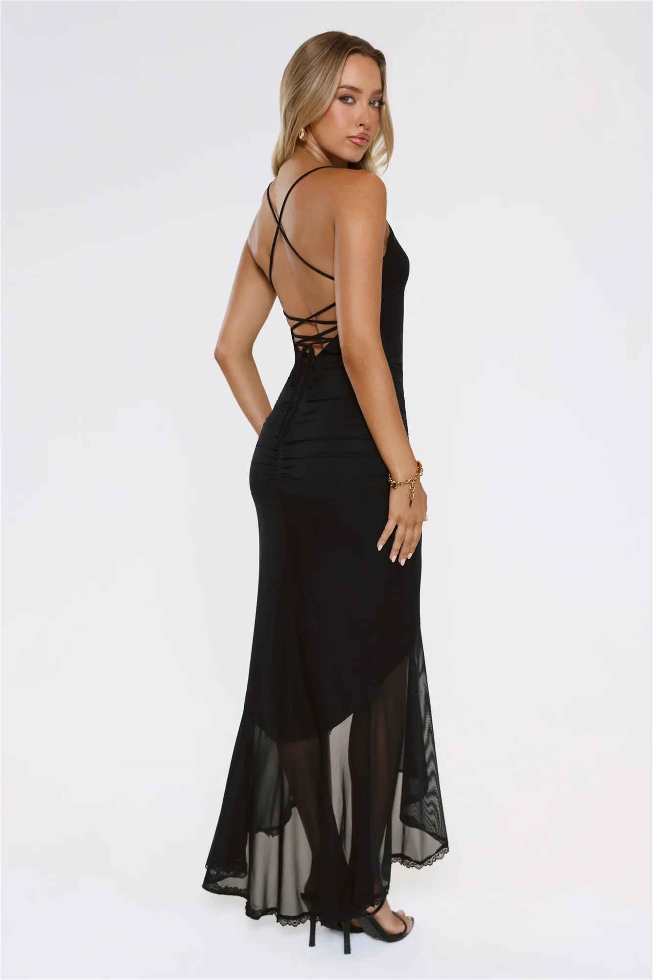 Whispered Dreams Mesh Maxi Dress Black - luluinthesky