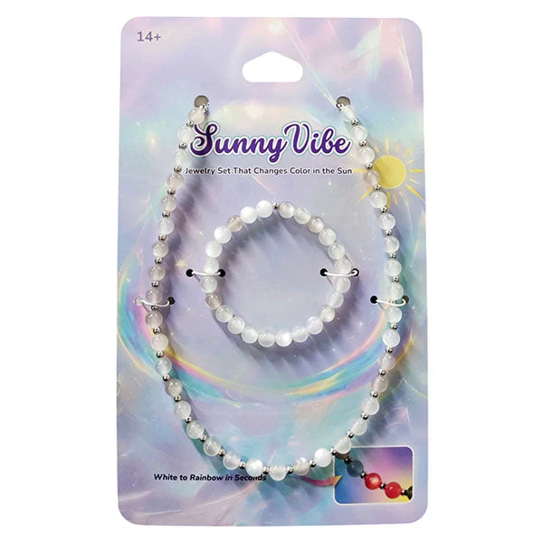SunnyVibe UV Jewelry Set (Necklace & Bracelet) Changes Color in the Sun!