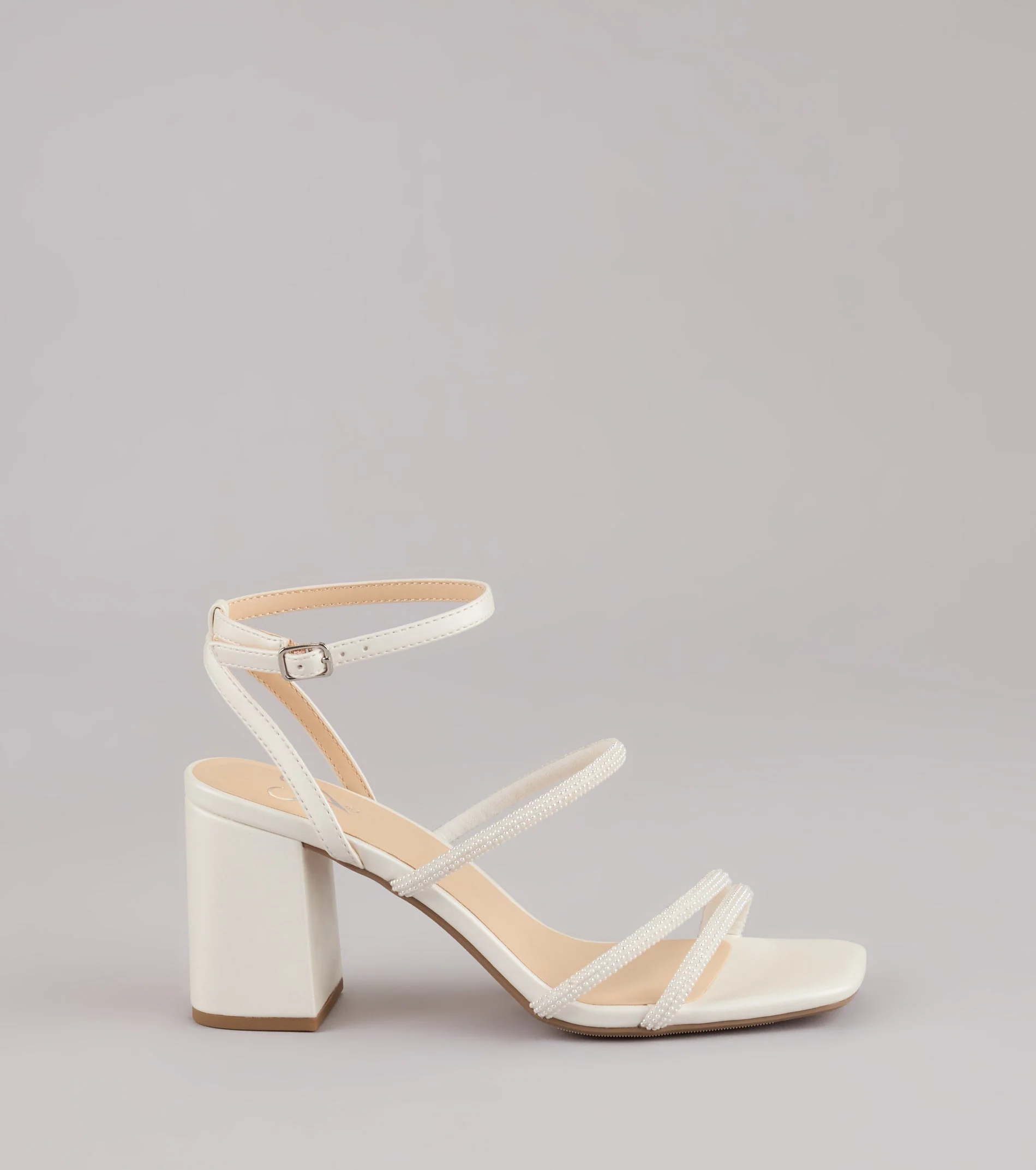 Chic And Polished Pearl Satin Block Heels