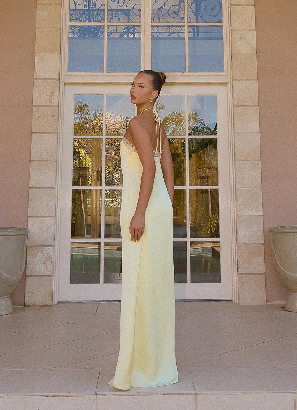 Samaria Halter Maxi Dress - Yellow - luluinthesky