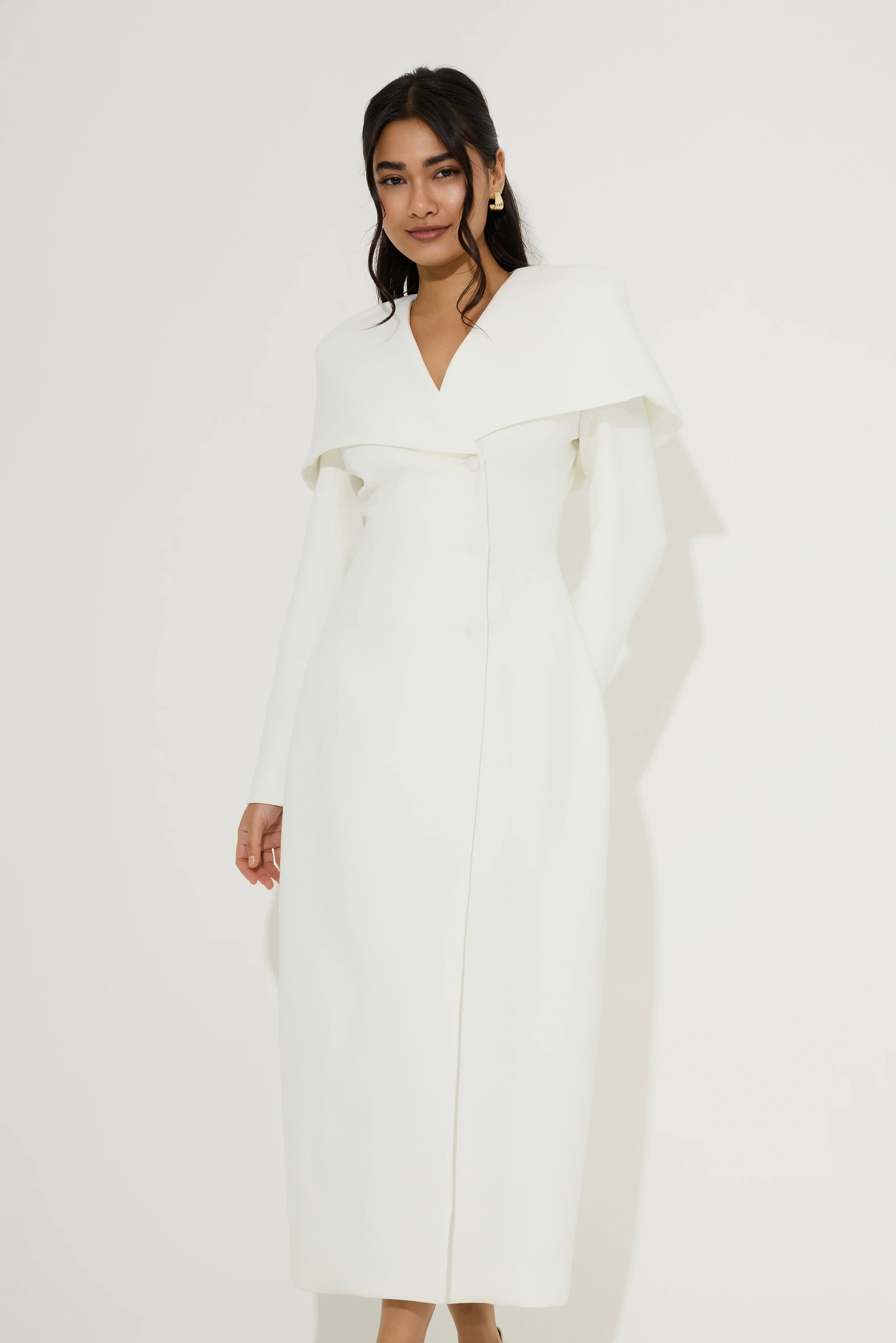 Statement Collar Midi Dress