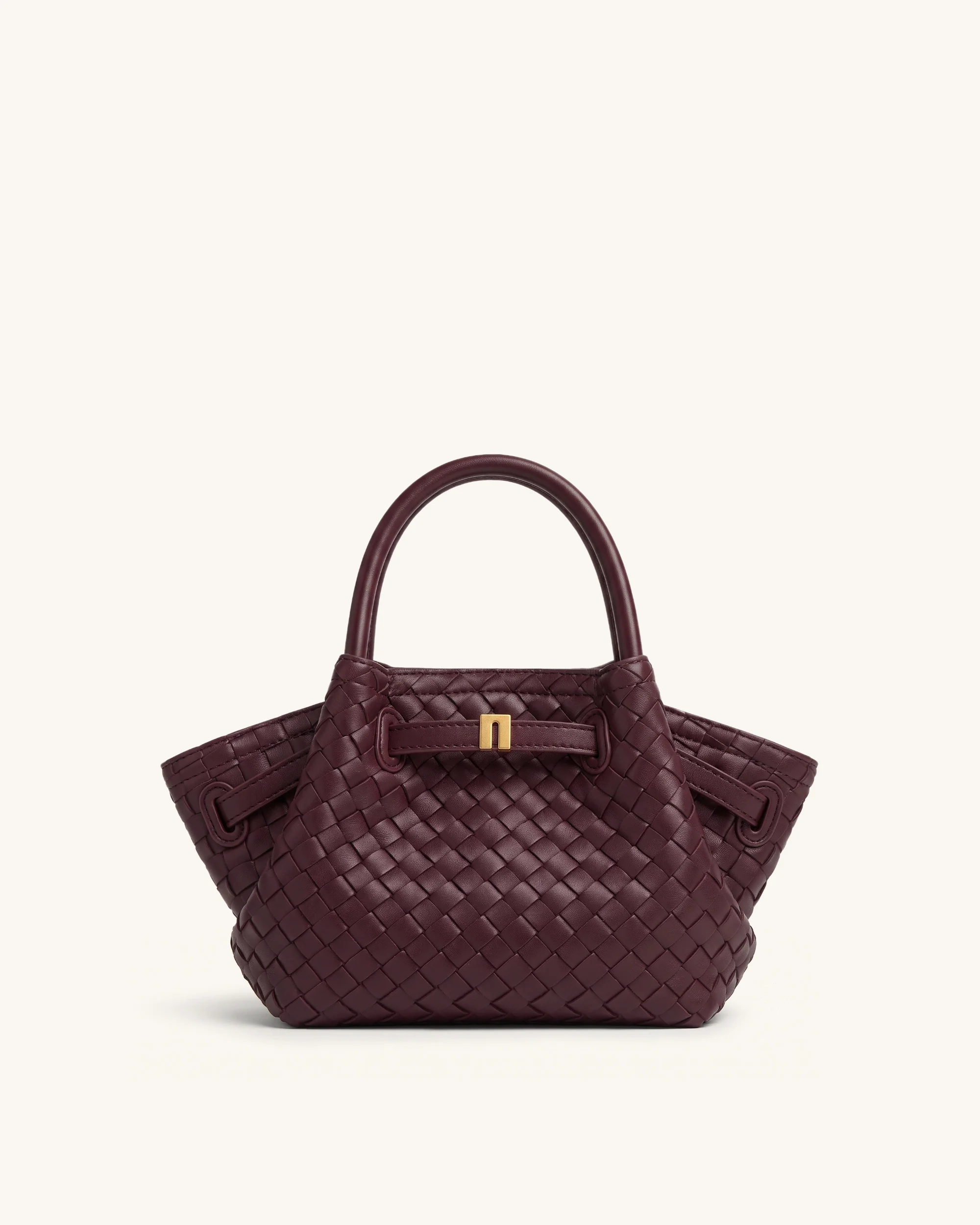 Hana Mini Woven Tote Bag - Dark Burgundy
