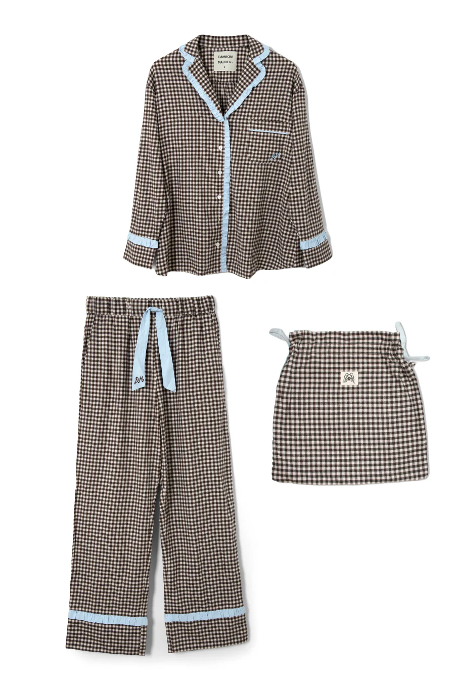 antonia pj set- brown gingham - luluinthesky
