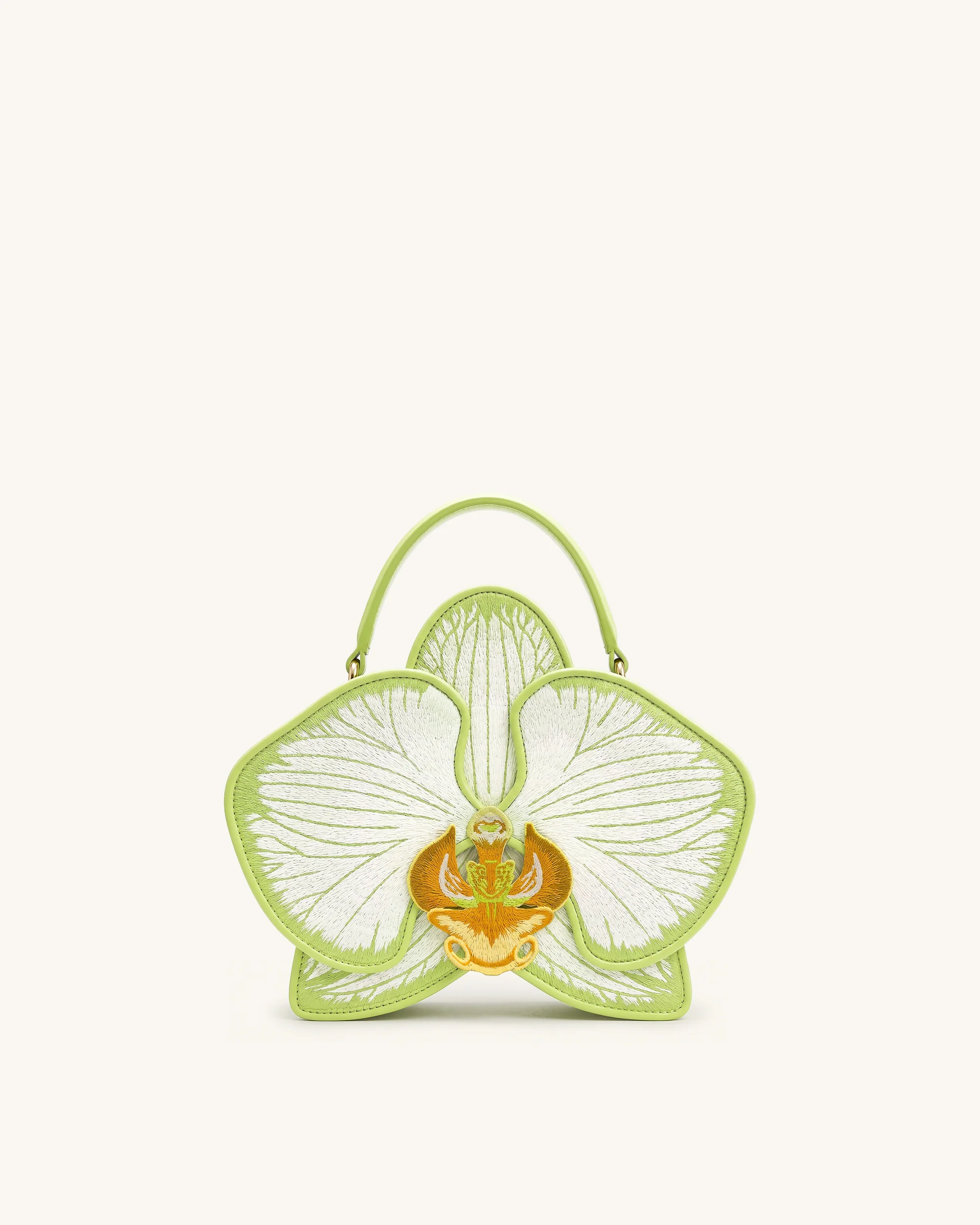 Flora Orchid Shaped Top Handle Bag - Light Green