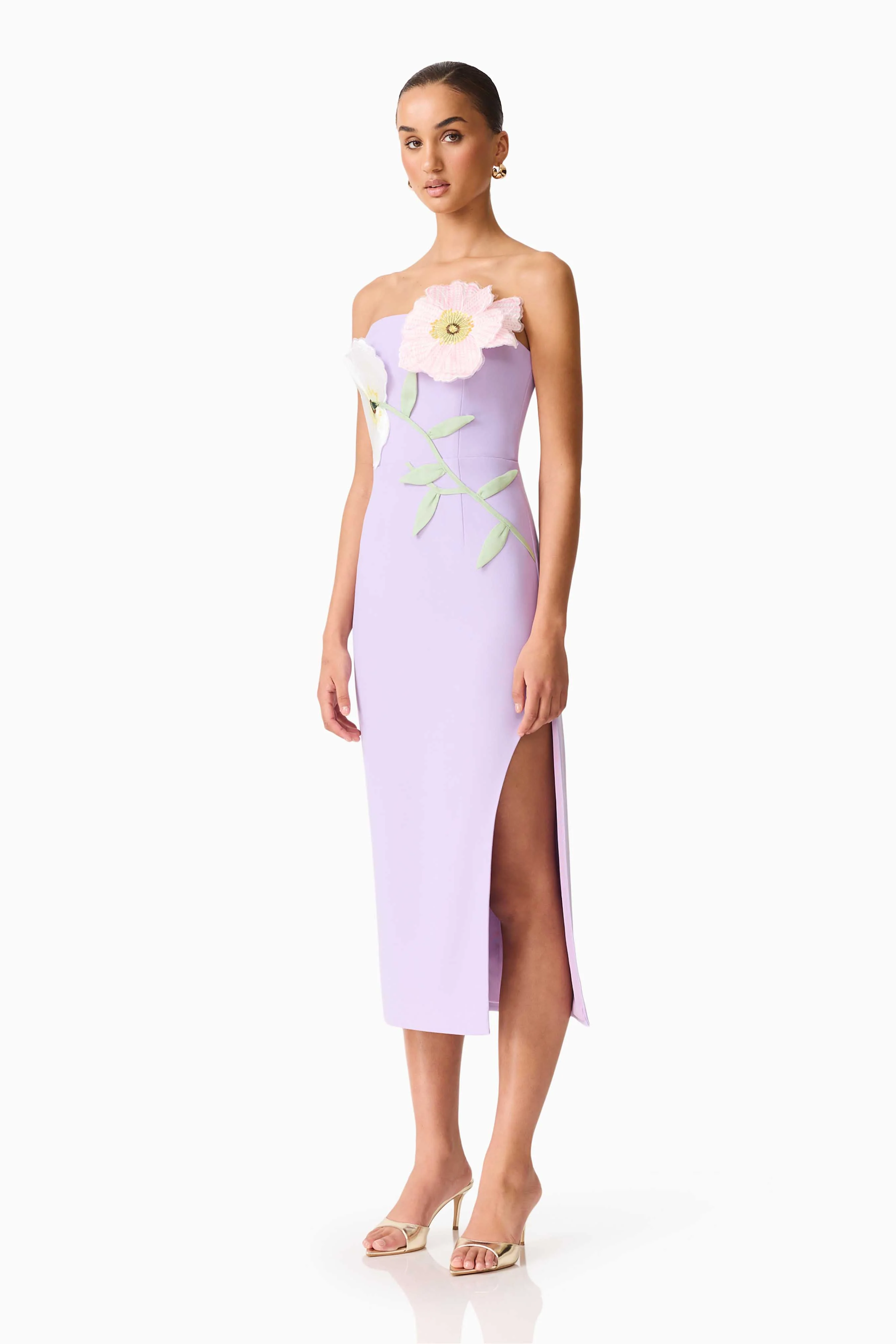 Hope Strapless Midi Dress in Purple