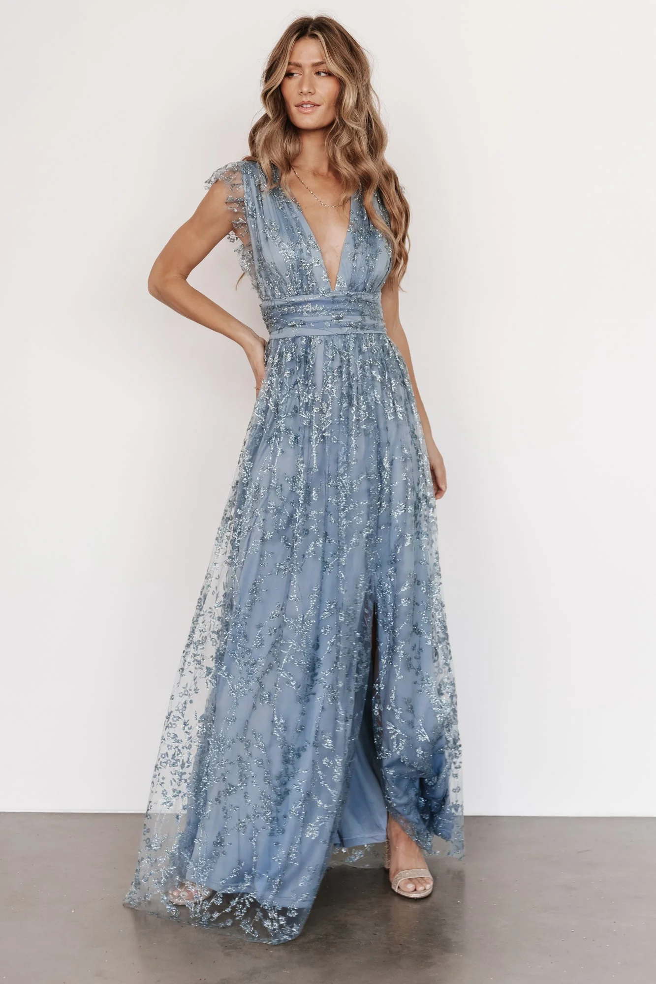 Arlene Shimmer Gown | Winter Blue - luluinthesky