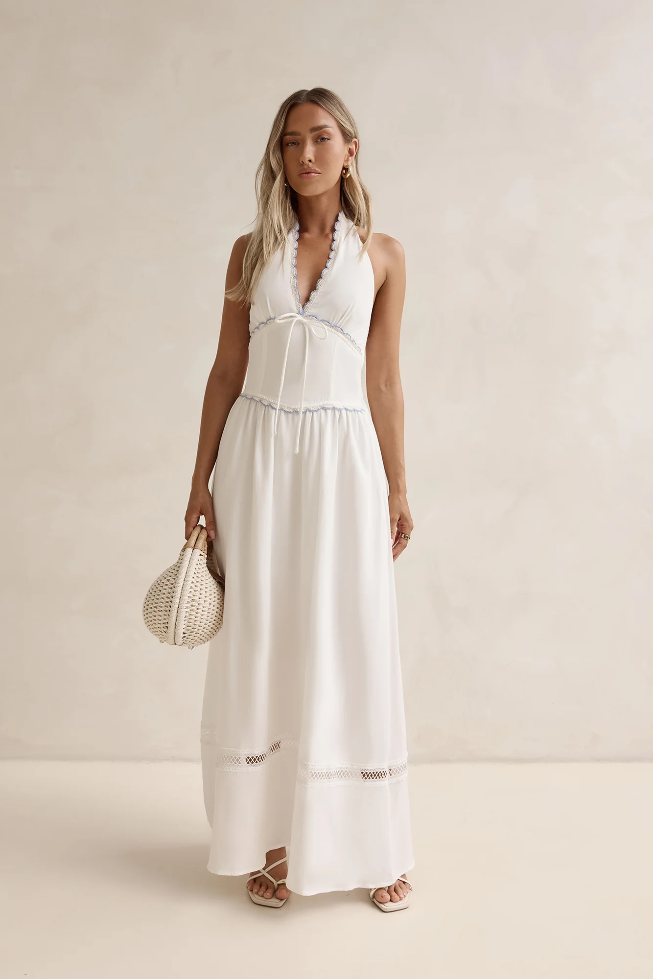 Days Of Dreaming Halter Maxi Dress White - luluinthesky