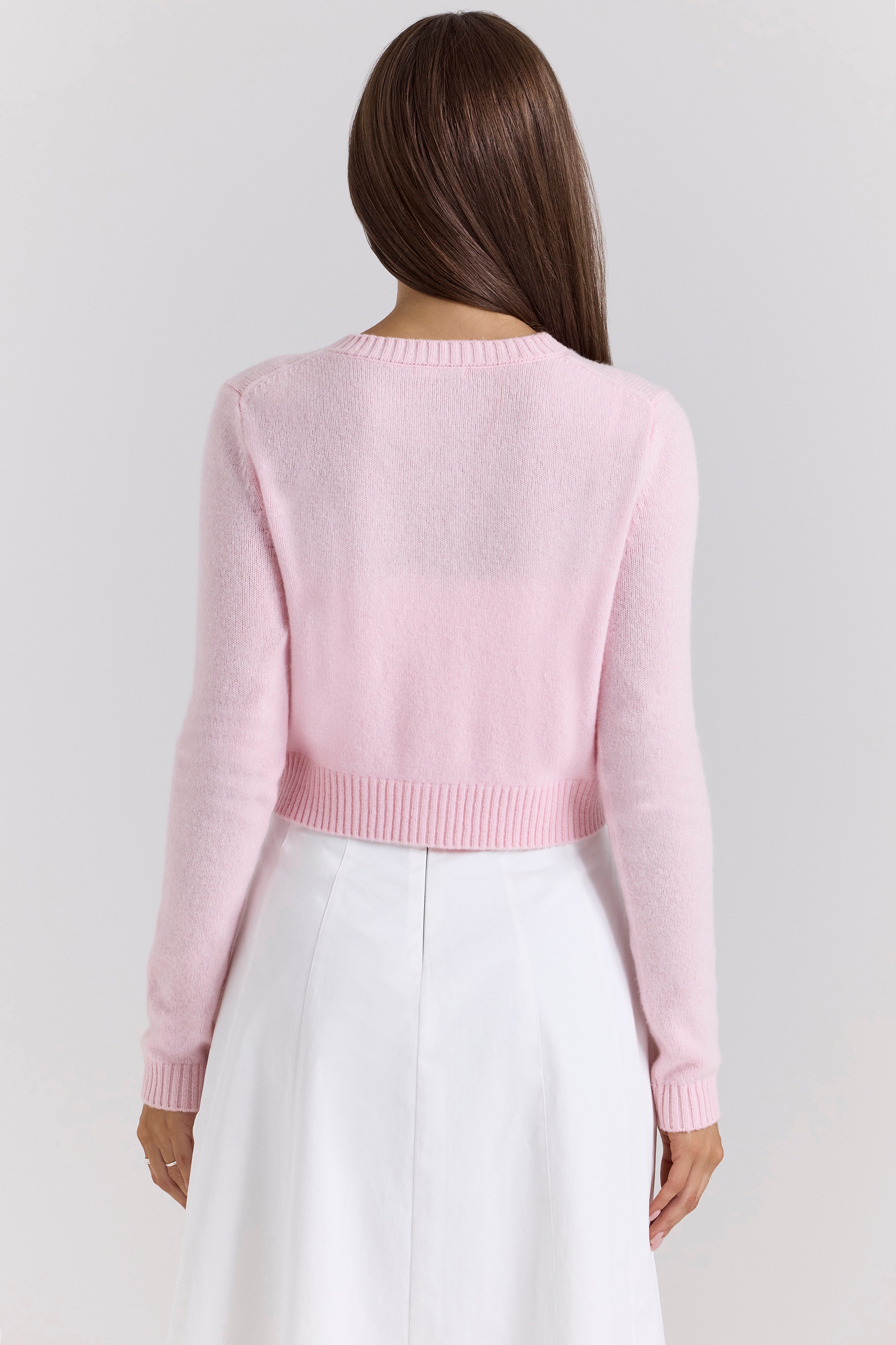 Pink Cropped Wool Cardigan