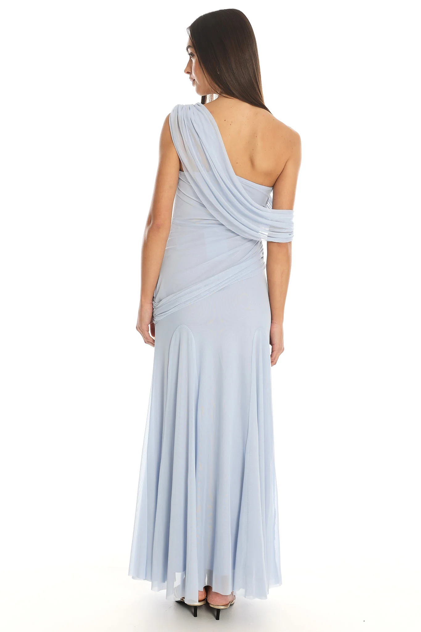 Anaisa Asymmetric Neckline Draped Maxi Dress Baby Blue - luluinthesky