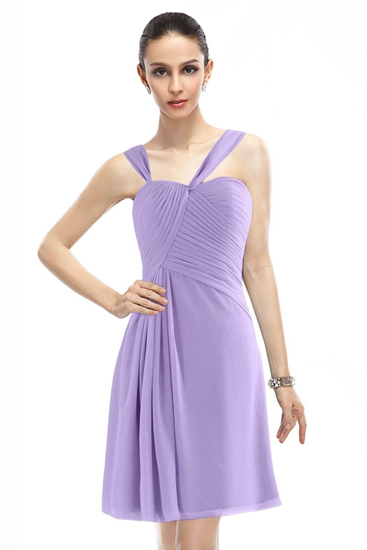 A-Line Knee Length Chiffon Bridesmaid Dress COZK1401A