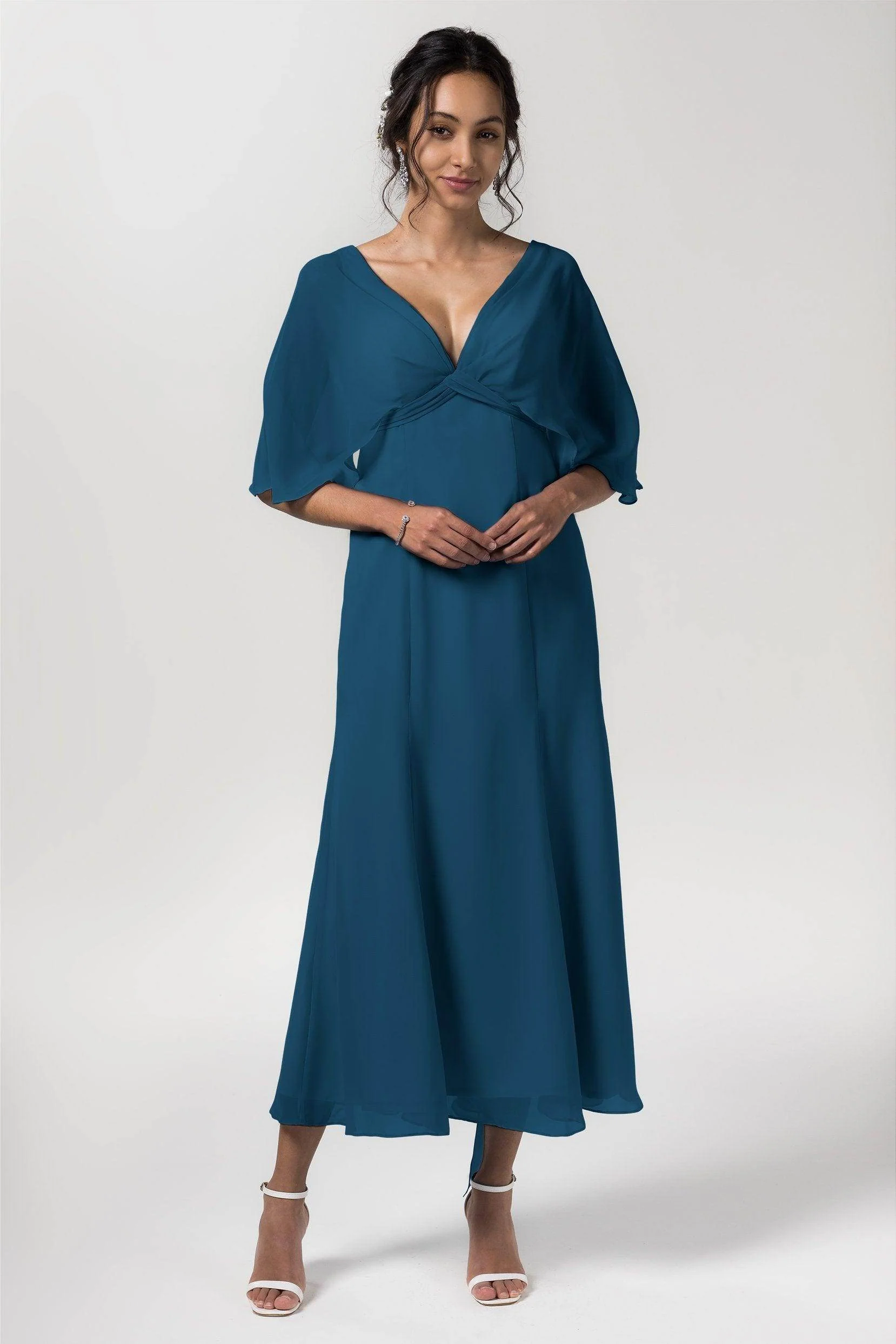A-Line Tea Length Chiffon Bridesmaid Dress CB0553