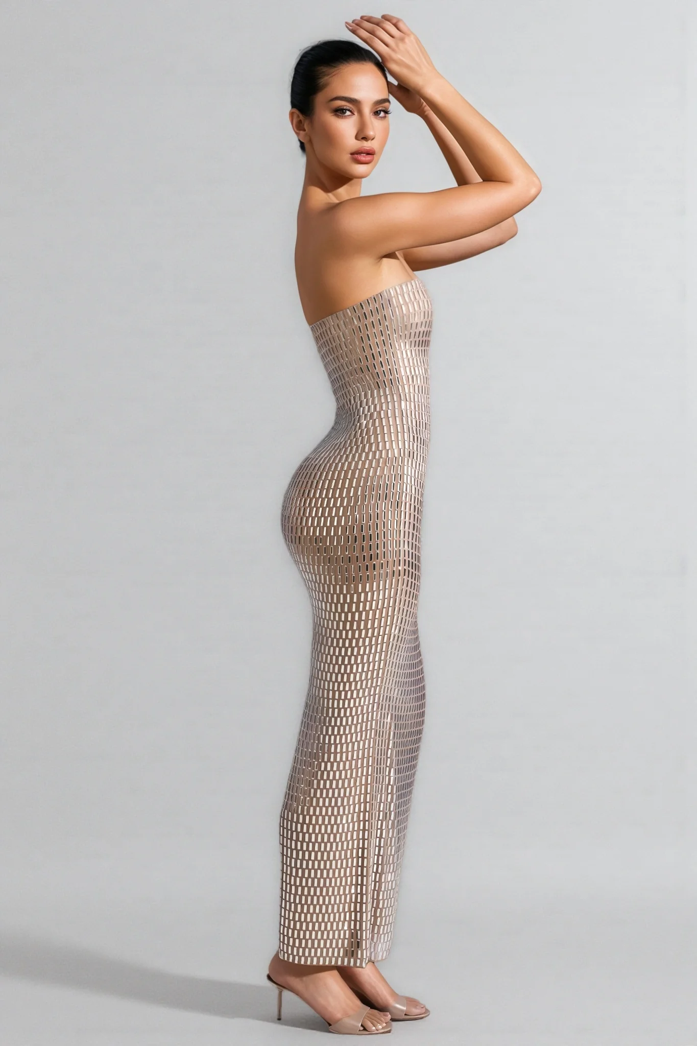 Cary Rhinestone Embellished Sheath Maxi Dress